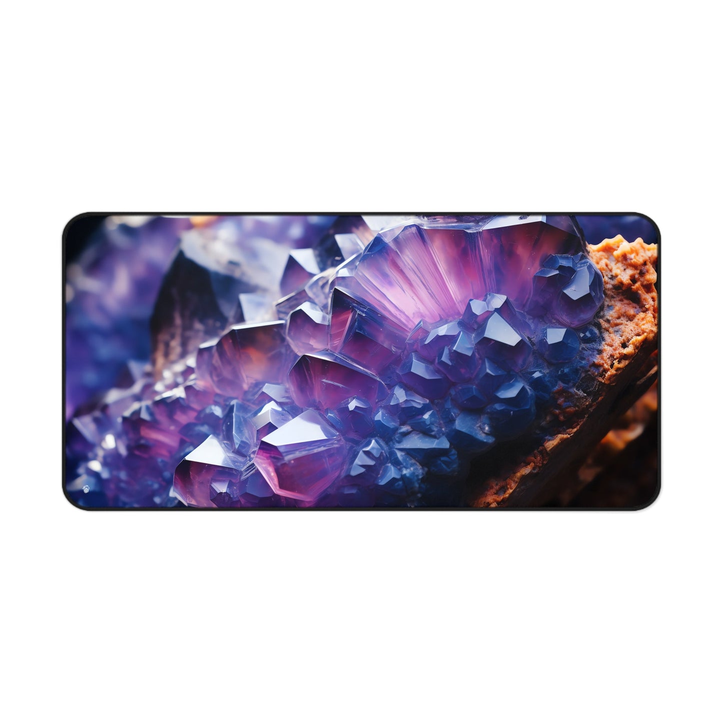 Close-up view of the front of the Vibrant Purple Geode Pattern xxl mouse pad