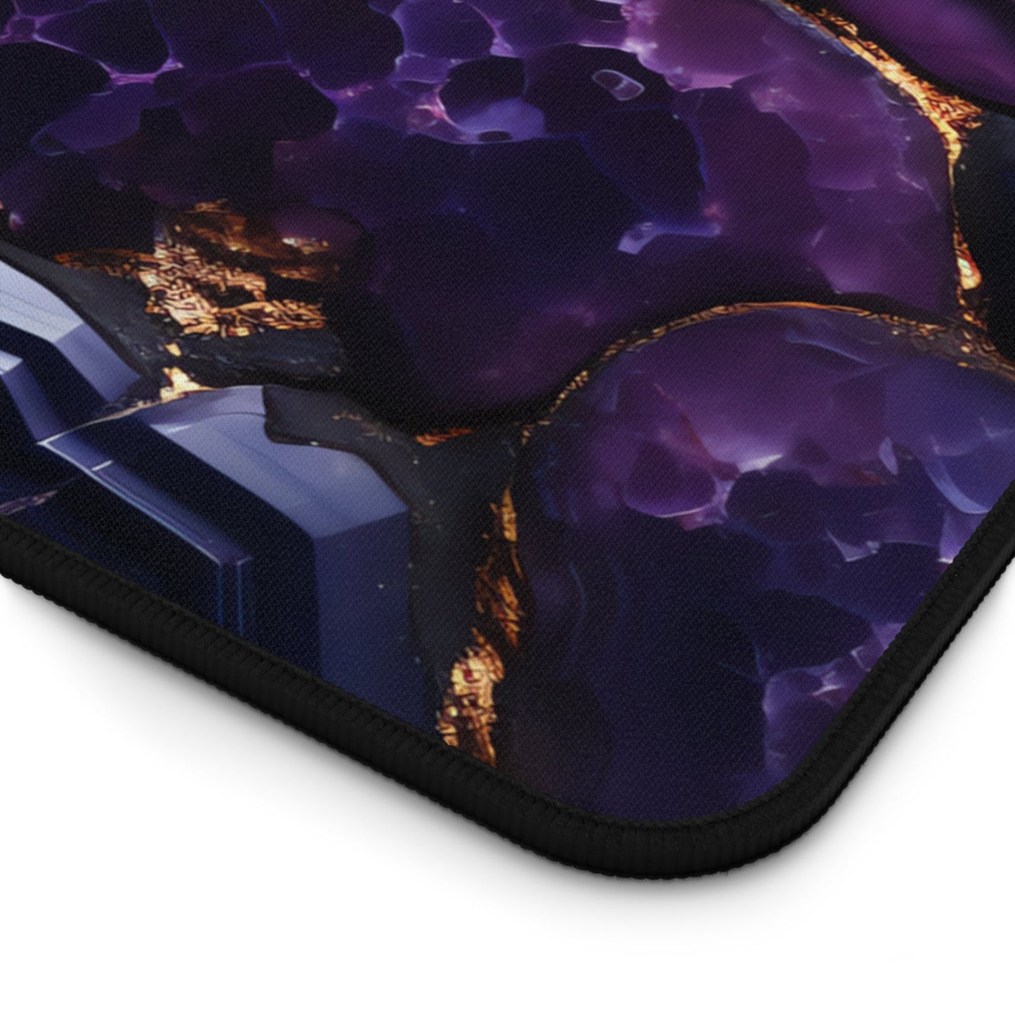 Purple Geode Pattern xxl mouse pad of size 15 by 31 inches with a white background