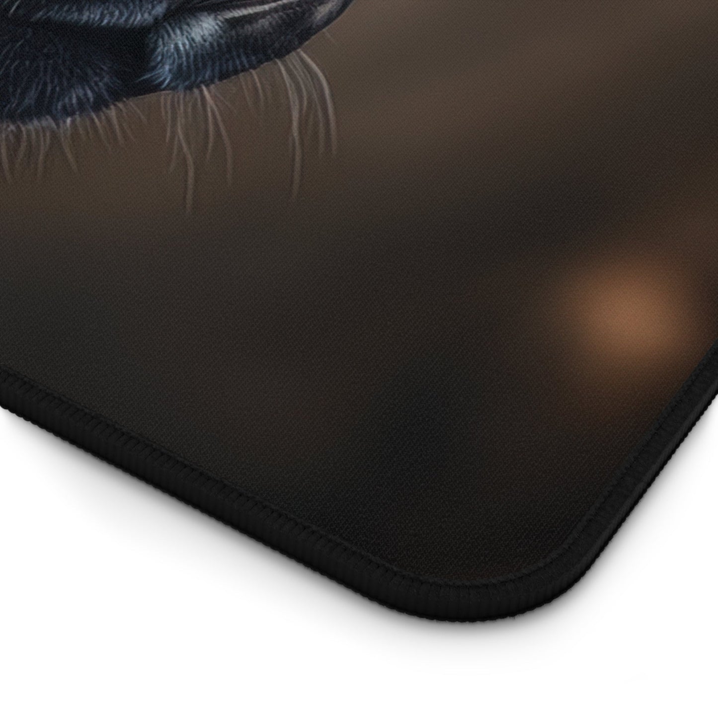 Close-up view of the front of the Majestic Black Panther Imagery xxl mouse pad