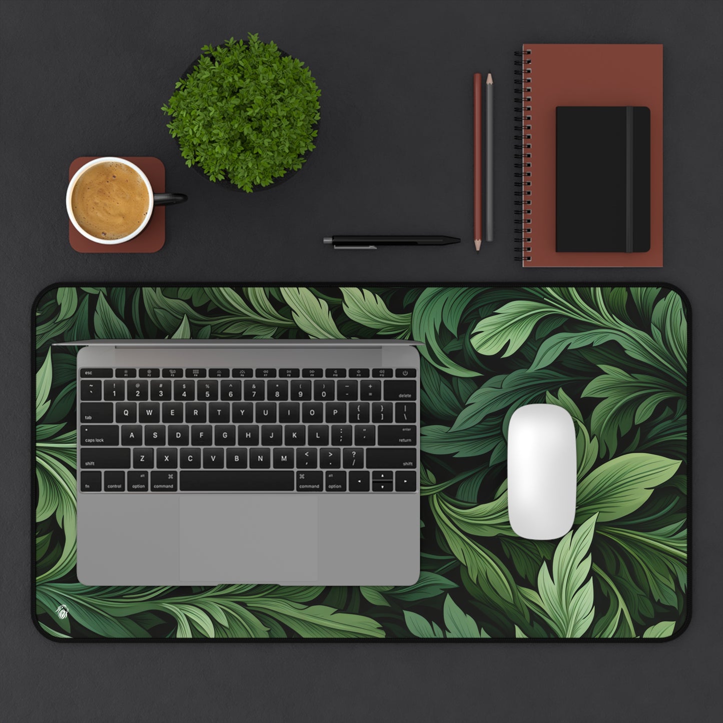 Vintage Leaves Green Floral XXL Mouse Pad