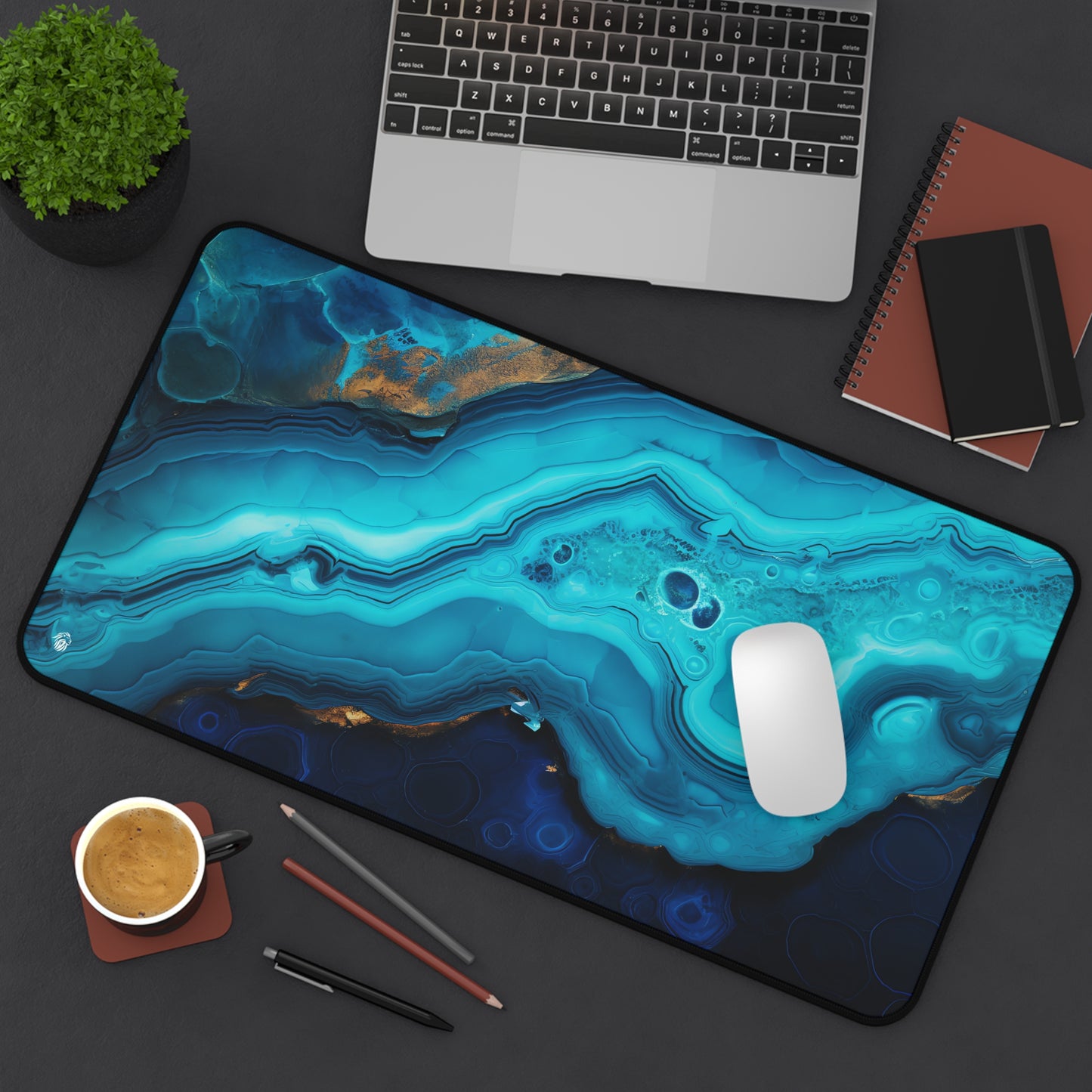 Turquoise Geode Blue XXL Mouse Pad