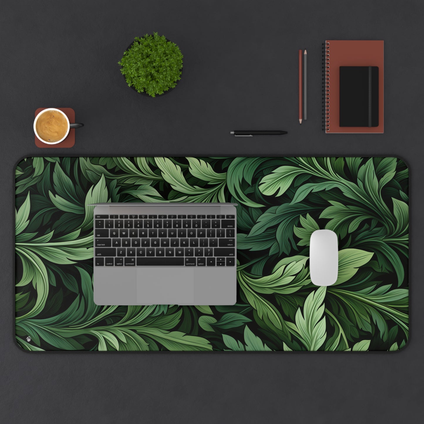 Vintage Leaves Green Floral XXL Mouse Pad