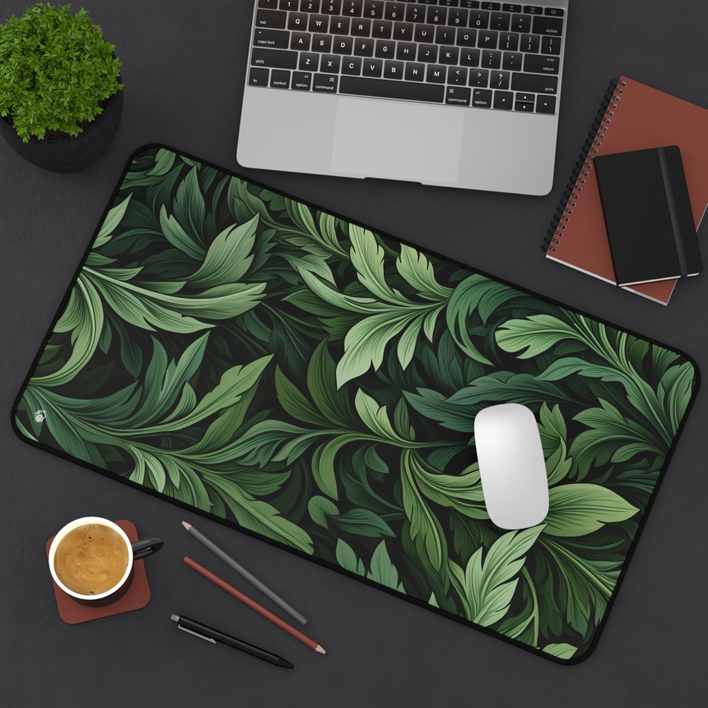 Vintage Leaves Green Floral XXL Mouse Pad