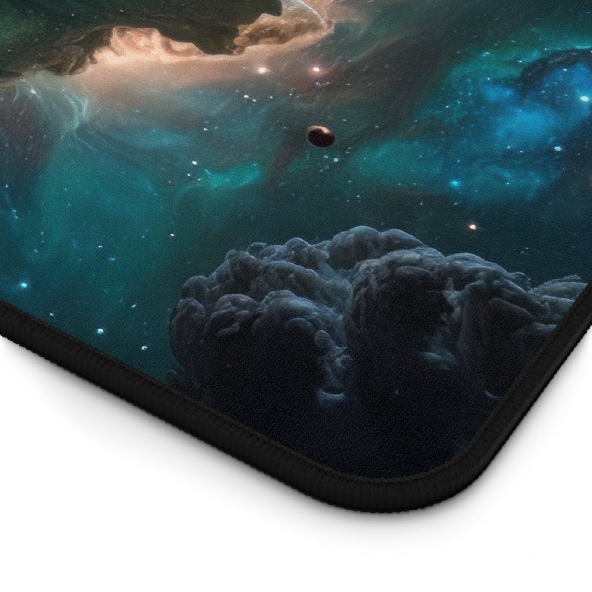 Close-up view of the front of the Starry Sky, Nebula Motif xxl mouse pad