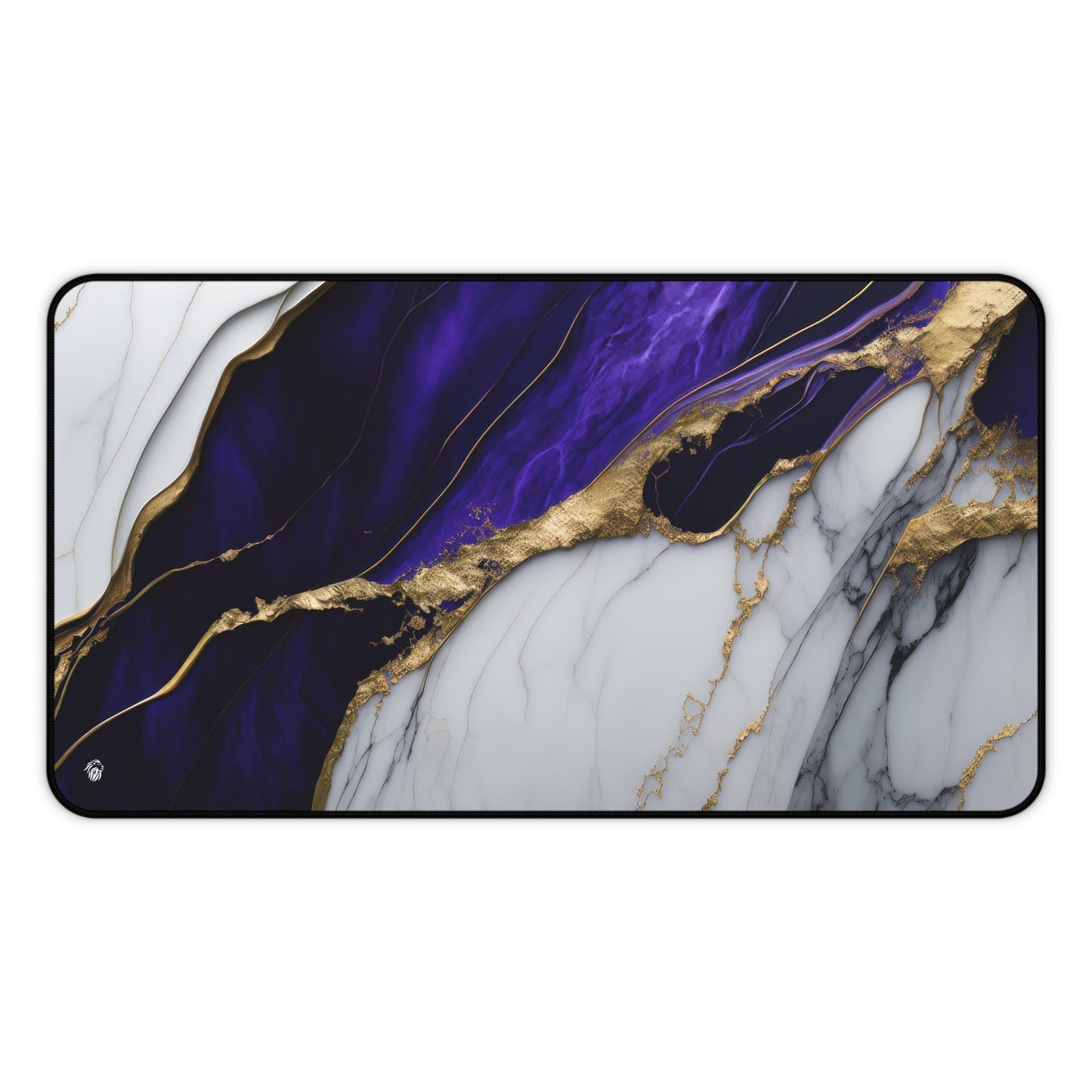 Purple Marble with Gold Accents xxl mouse pad of size 12 by 22 inches with a white background