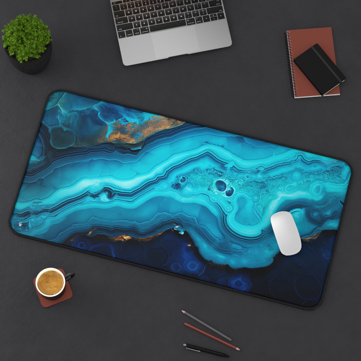 Turquoise Geode Blue XXL Mouse Pad