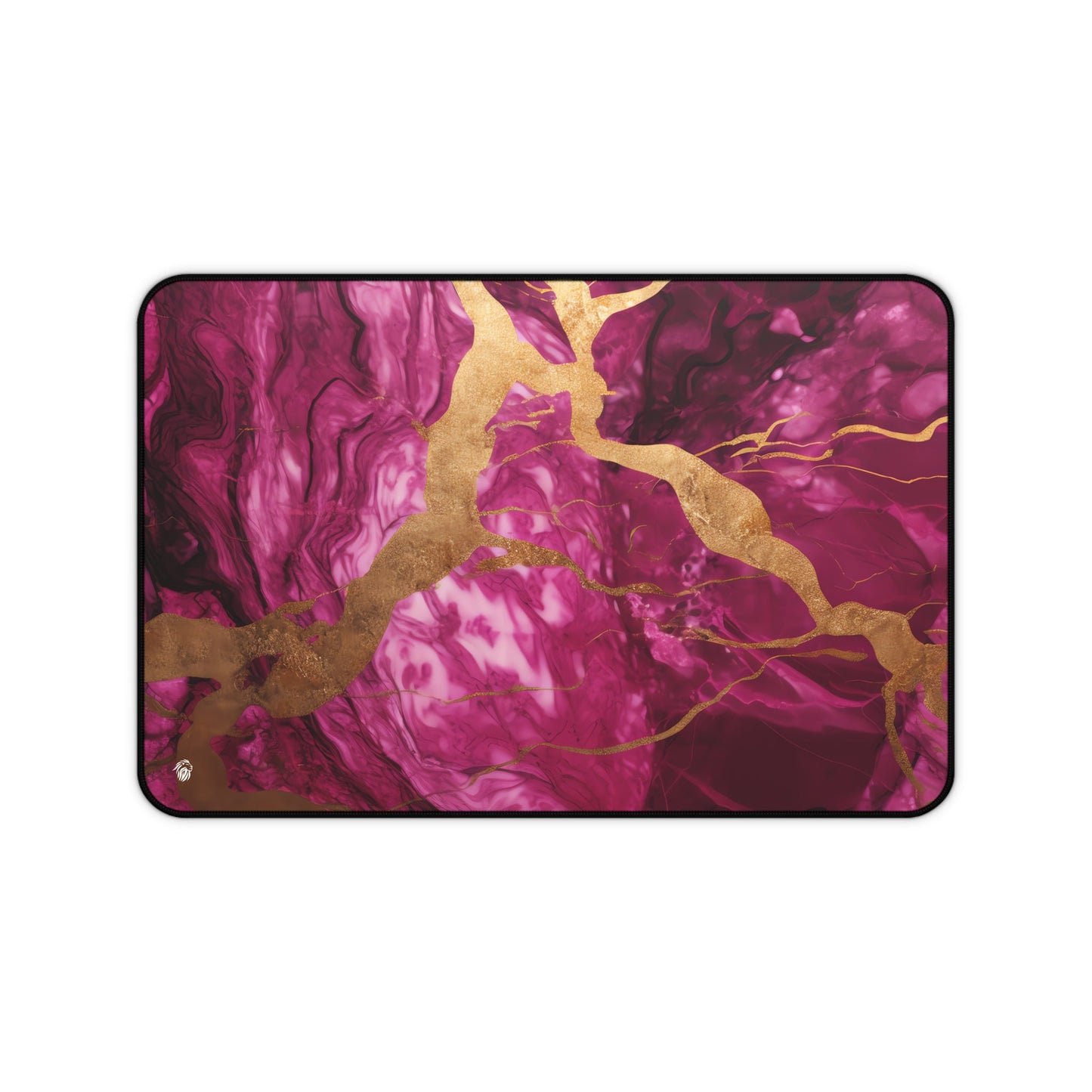 Fuchsia Marble with Gold Accents xxl mouse pad of size 12 by 18 inches with a white background