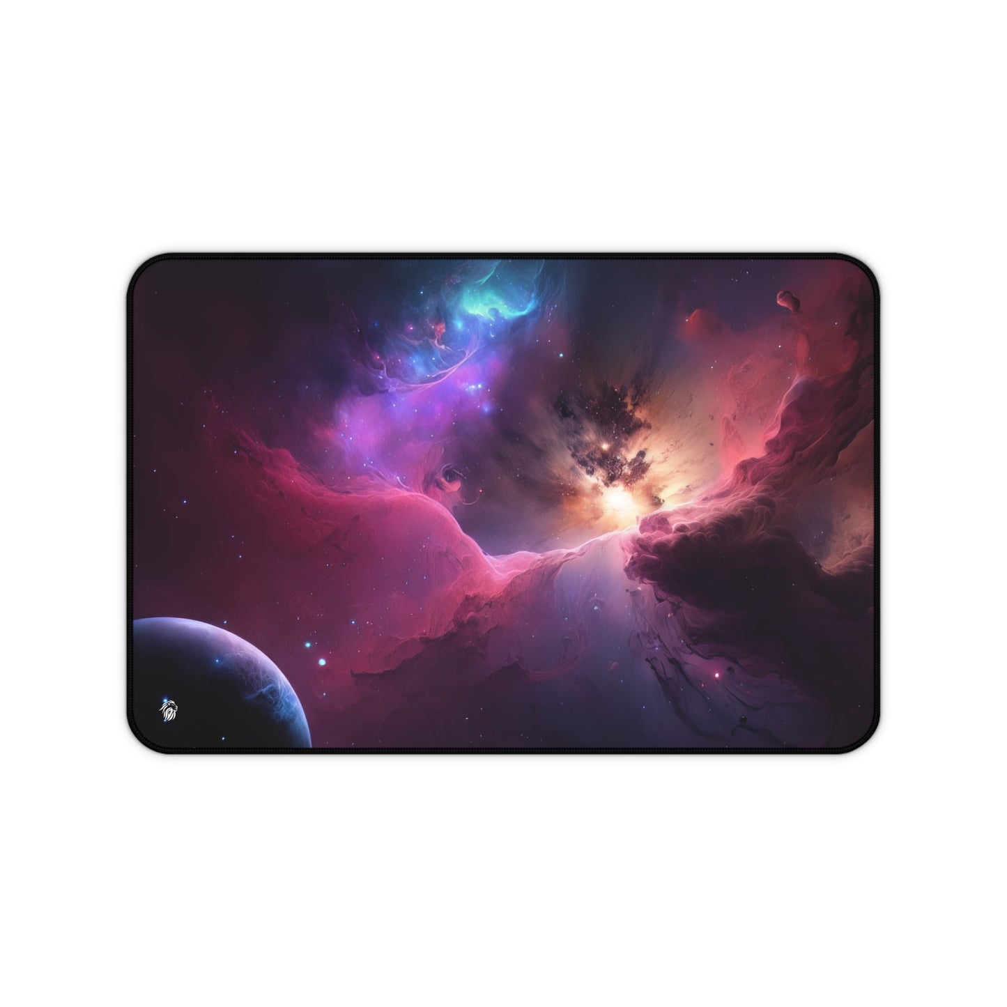 Vibrant Nebula Imagery xxl mouse pad of size 12 by 18 inches with a white background