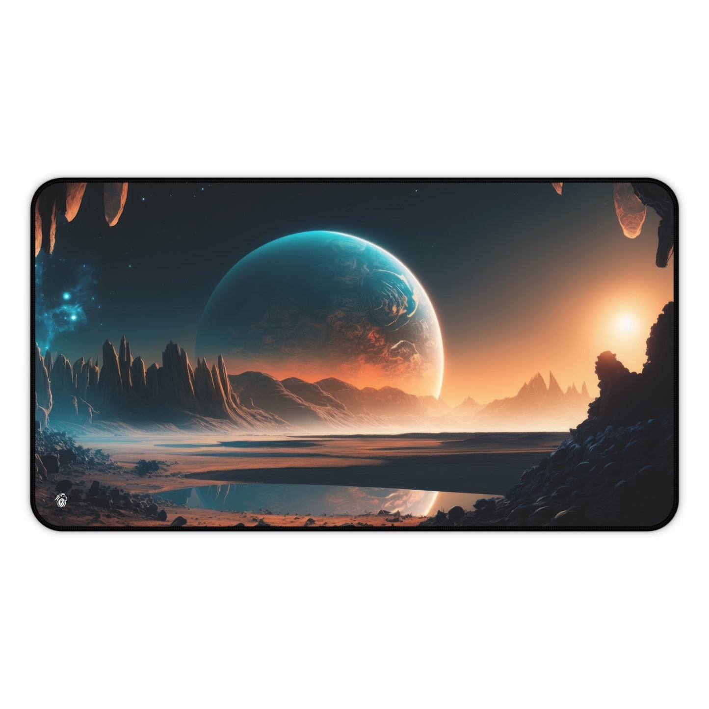 Extraterrestrial Landscape, Galactic Imagery xxl mouse pad of size 12 by 22 inches with a white background