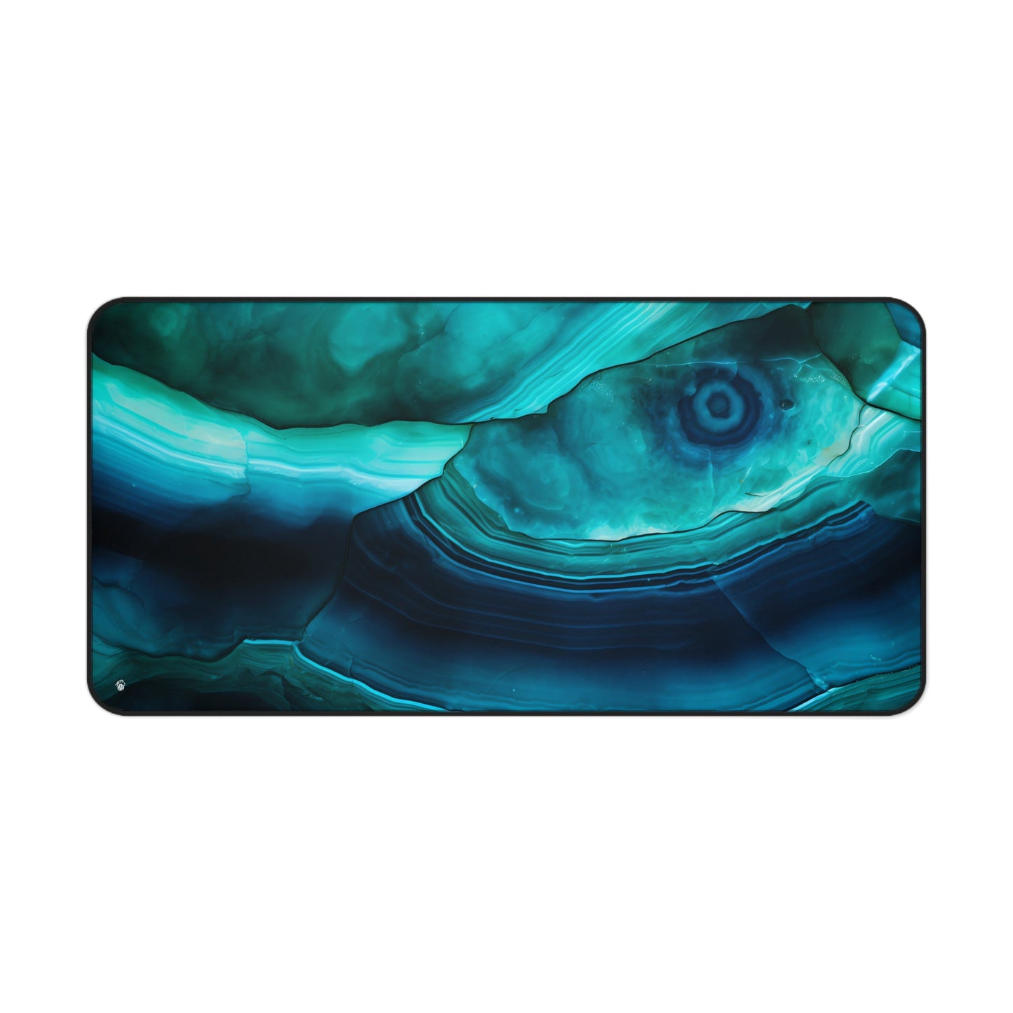 Close-up view of the front of the Cyan Blue Gemstone Pattern xxl mouse pad