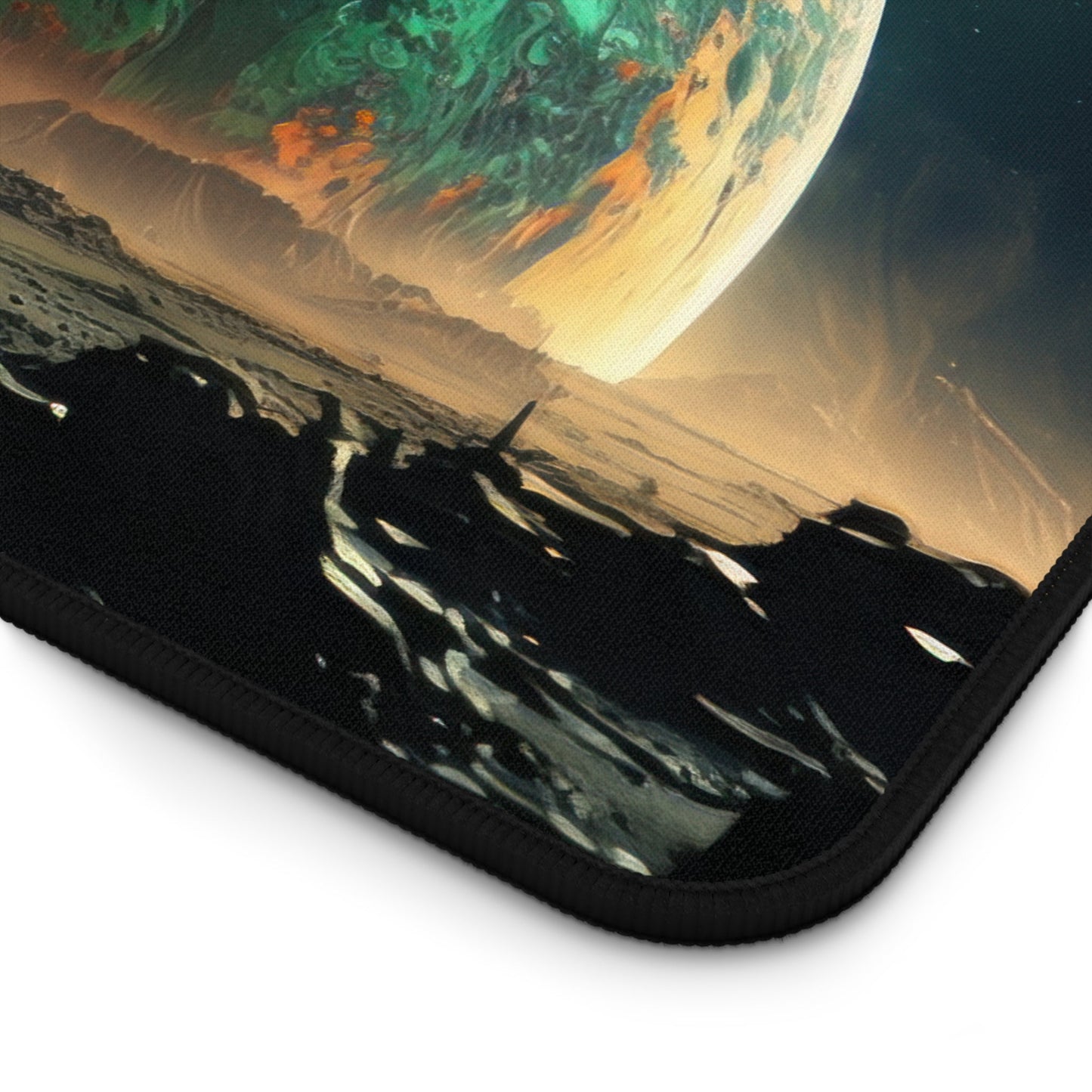 Extraterrestrial Landscape, Lunar Surface xxl mouse pad of size 15 by 31 inches with a white background