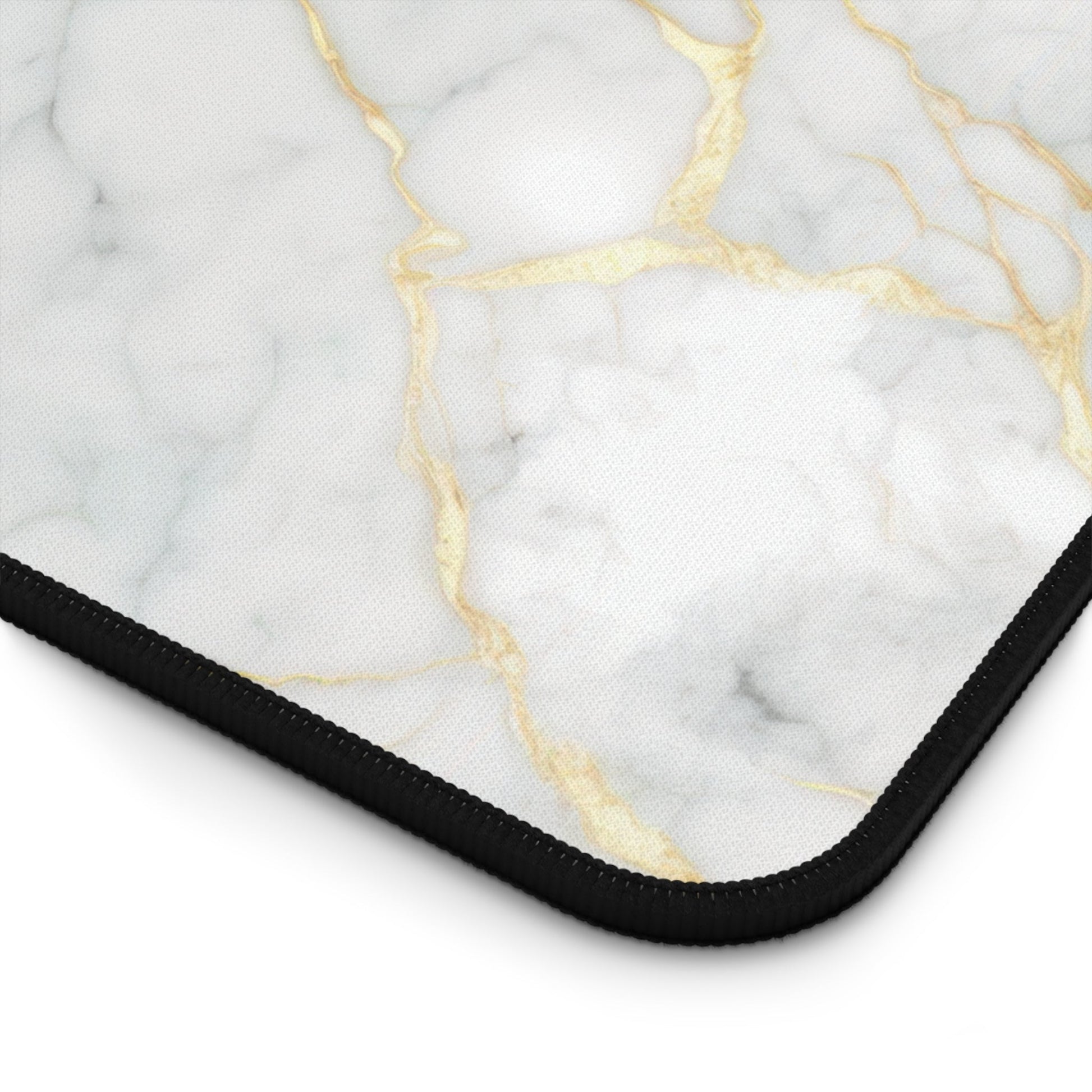 Aquamarine Marble with Gold Accents xxl mouse pad of size 15 by 31 inches with a white background