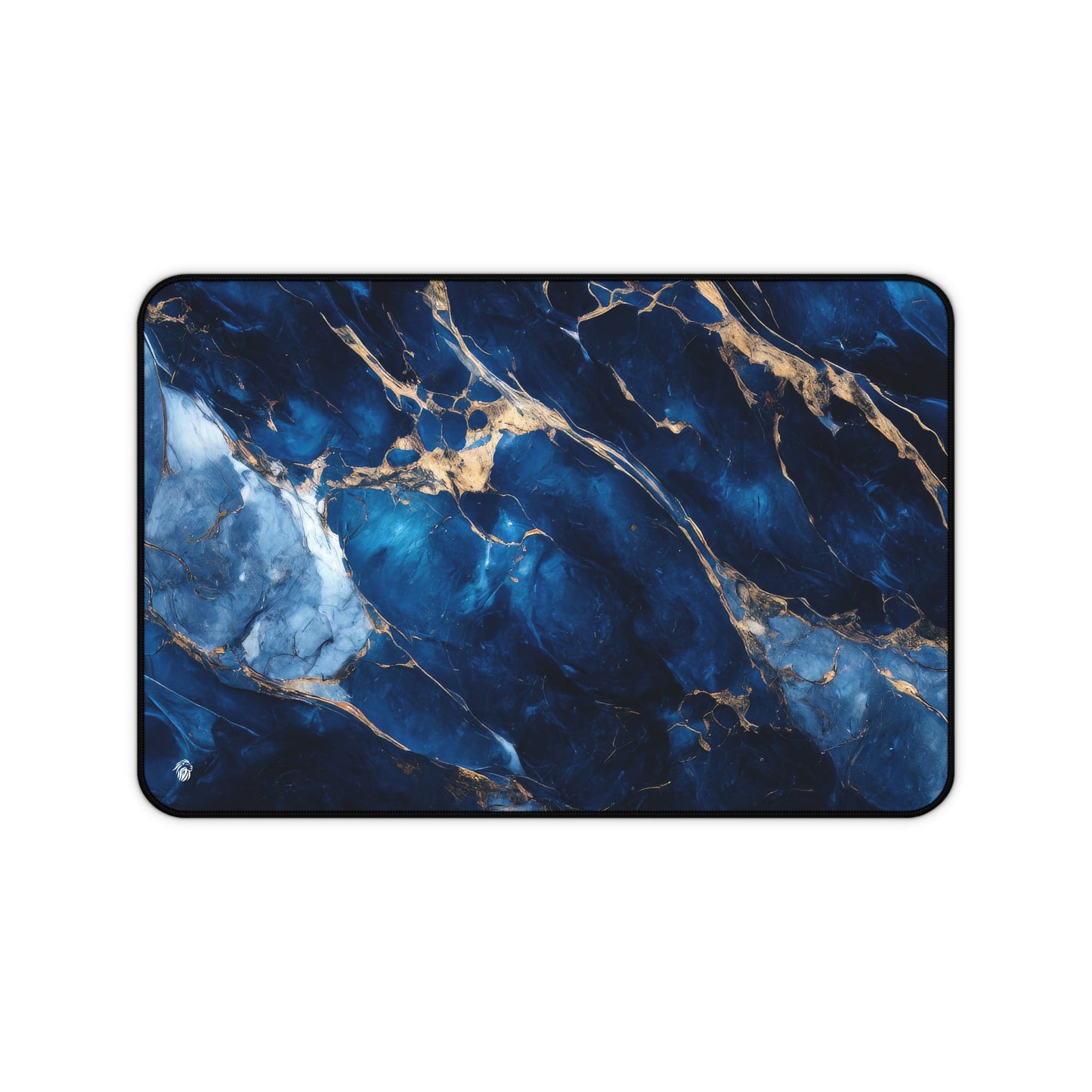 Blue, Marbled, Gold Accents xxl mouse pad of size 12 by 18 inches with a white background