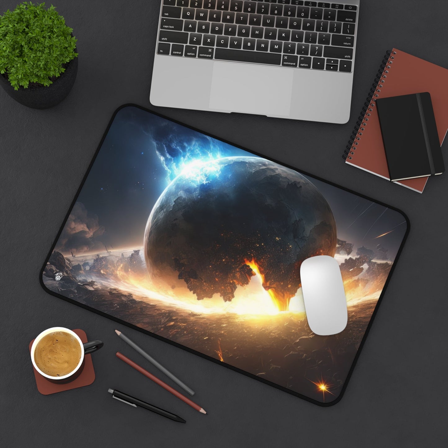 Cosmic Explosion, Starry Sky xxl mouse pad of size 12 by 18 inches displayed on a desk