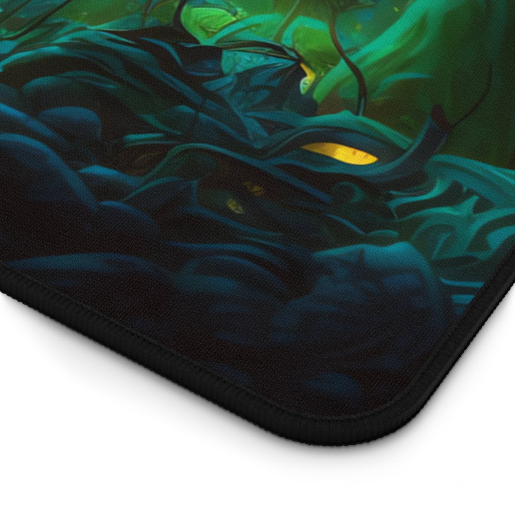 Close-up view of the front of the Enchanting Fungal Forest Imagery xxl mouse pad