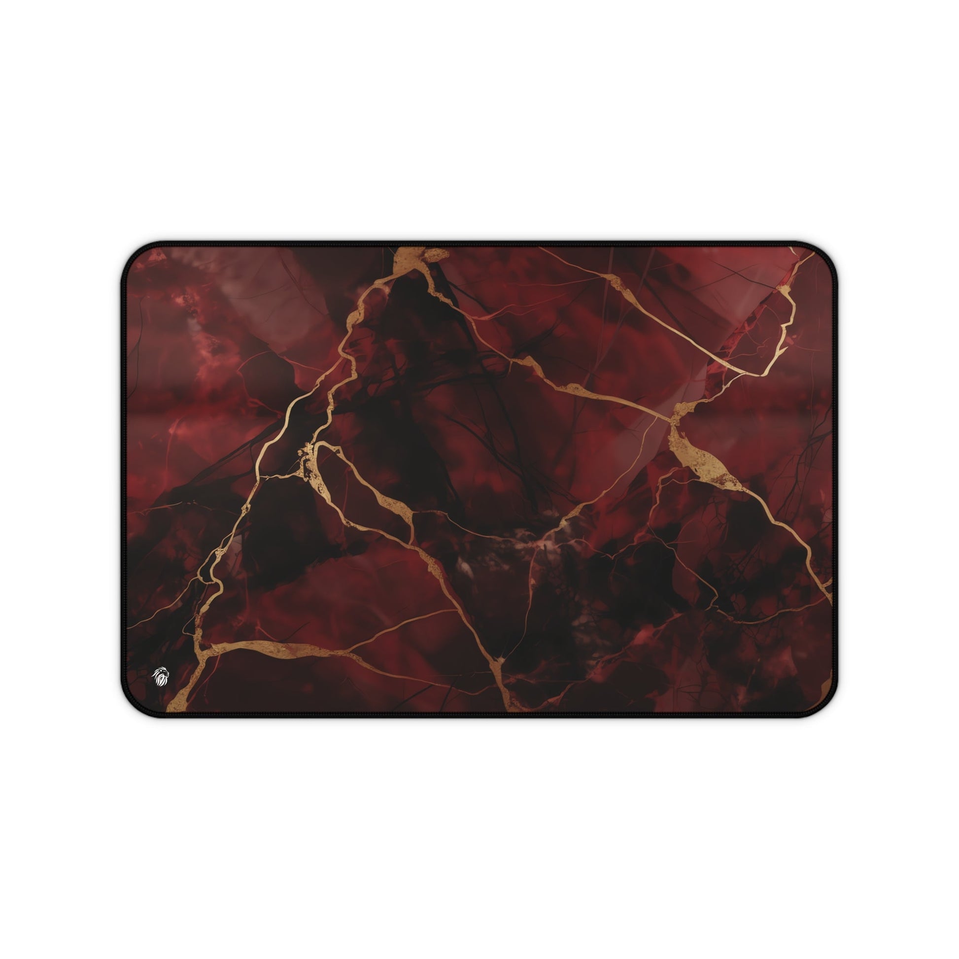 Rich Red, Marbled, Gold Detailing xxl mouse pad of size 12 by 18 inches with a white background