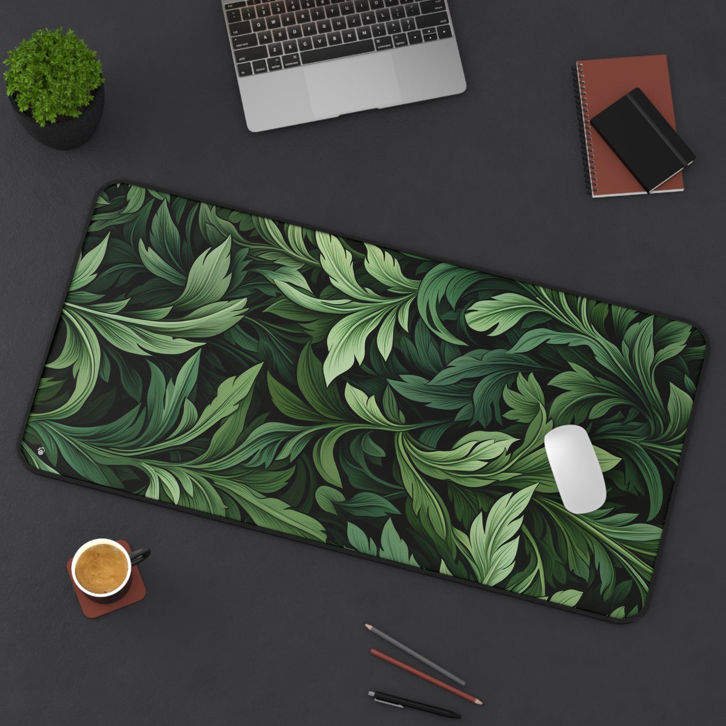 Vintage Leaves Green Floral XXL Mouse Pad