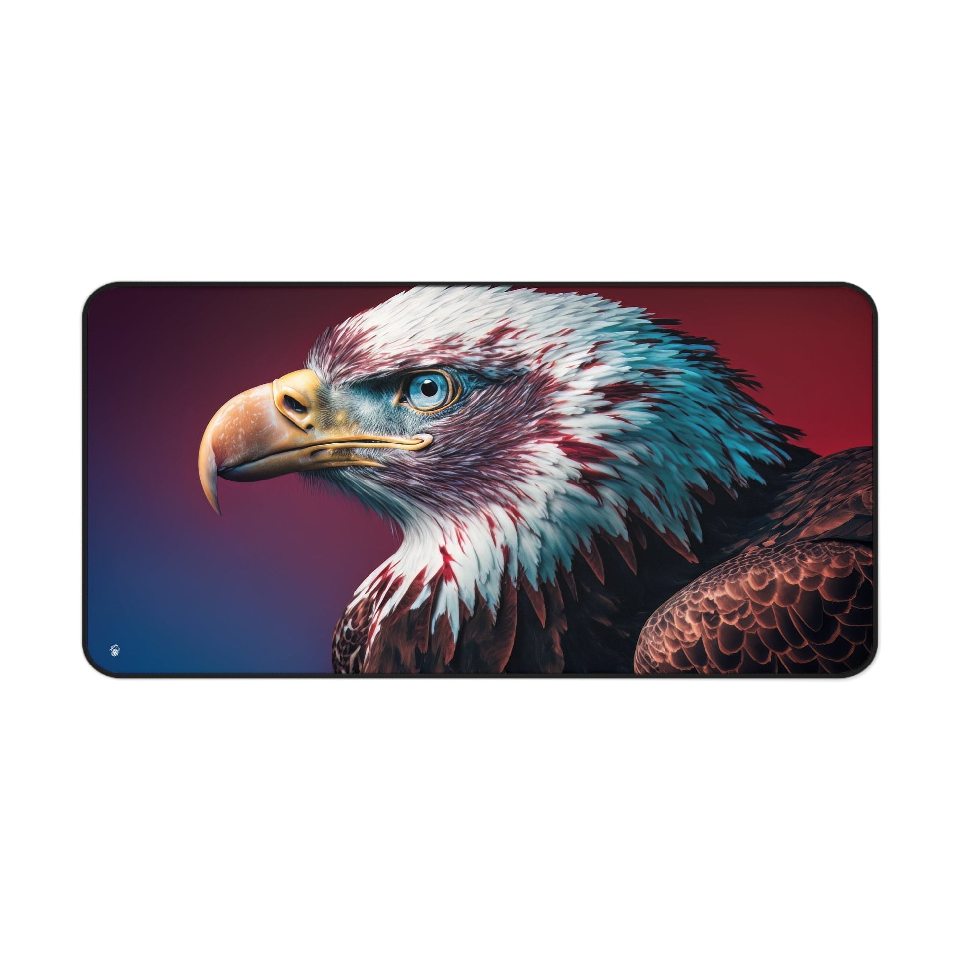 Majestic Bald Eagle Visual xxl mouse pad of size 15 by 31 inches with a white background