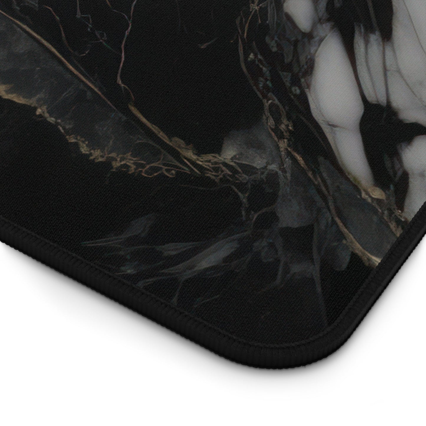 Close-up view of the front of the Sophisticated Black Marble Aesthetic xxl mouse pad