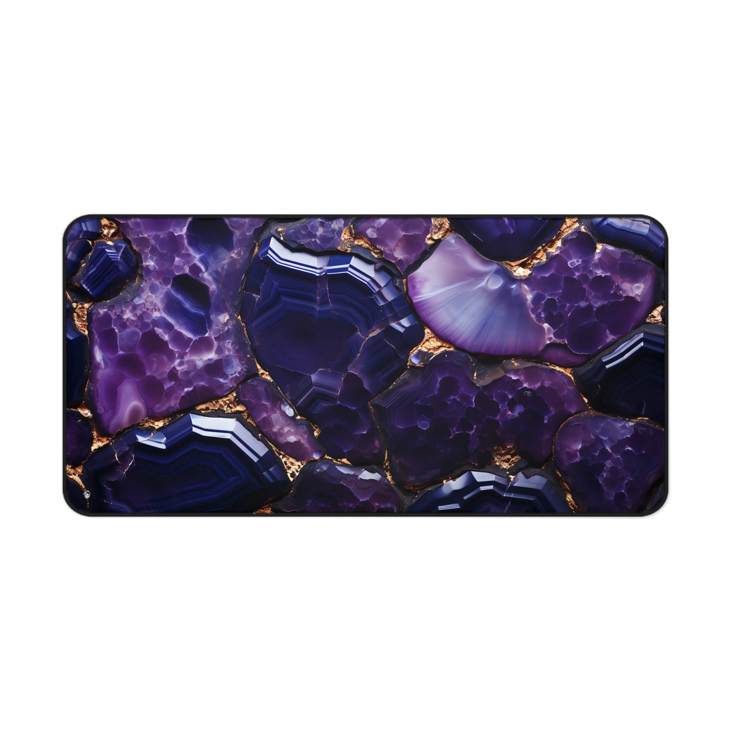 Close-up view of the front of the Purple Geode Pattern xxl mouse pad