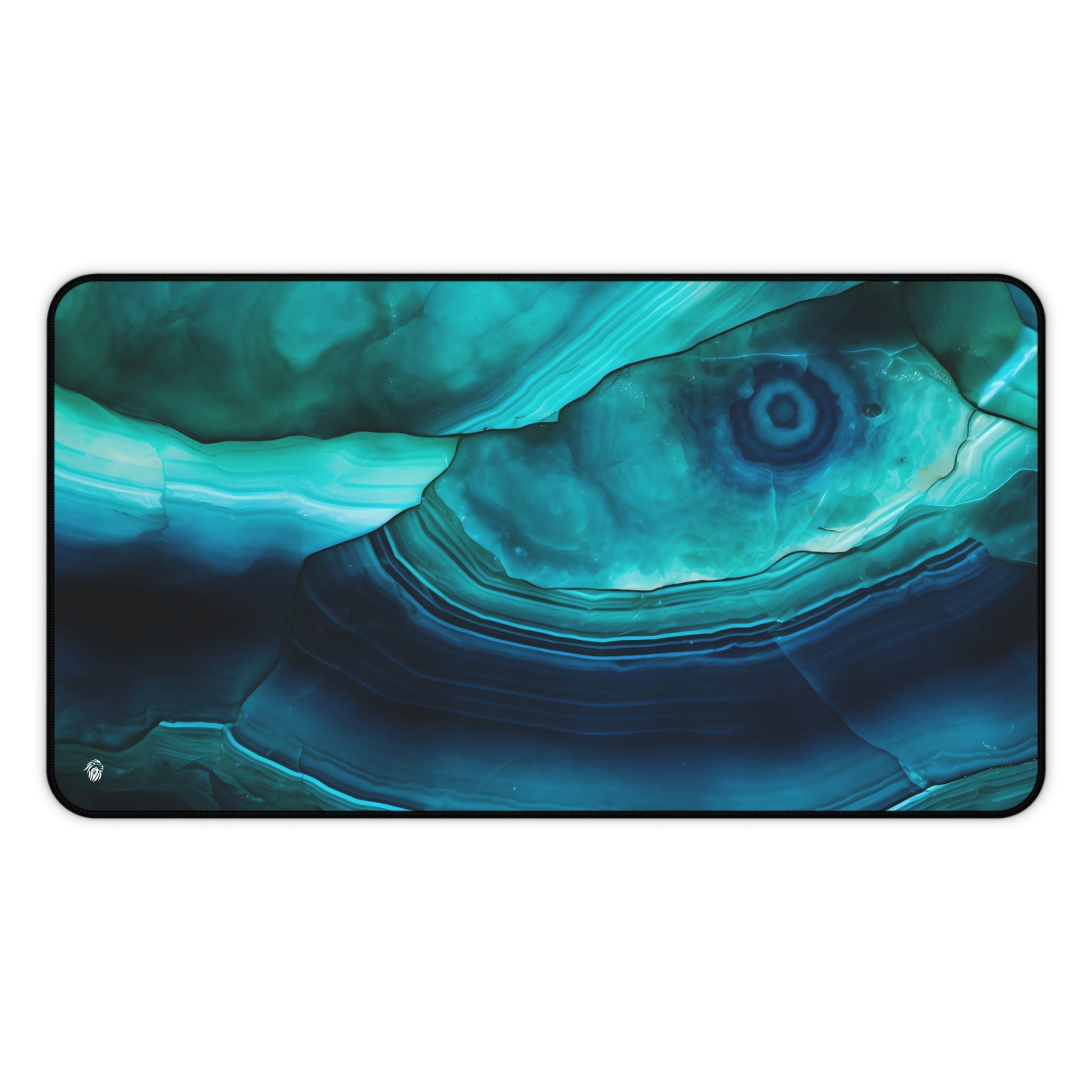 Cyan Blue Gemstone Pattern xxl mouse pad of size 12 by 22 inches with a white background