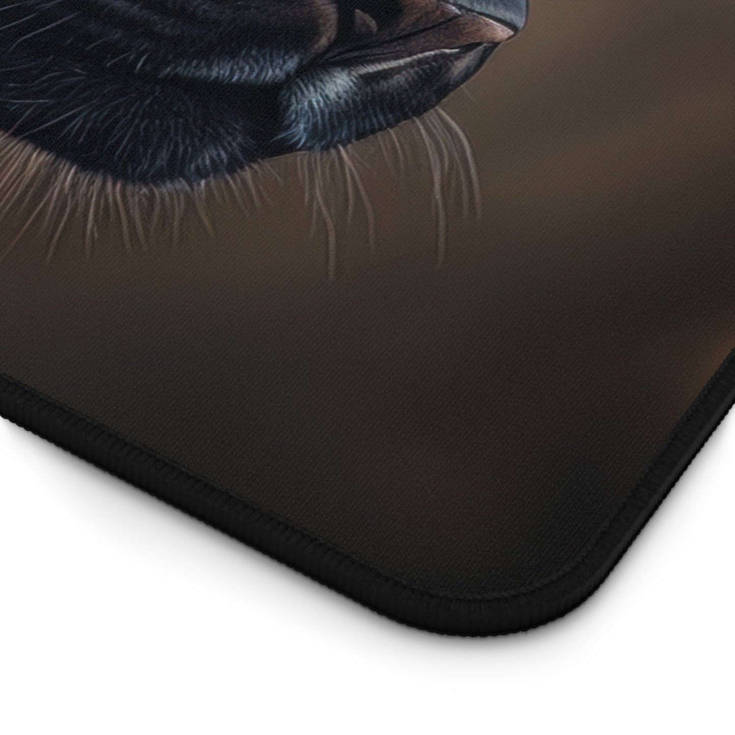 Close-up view of the front of the Majestic Black Panther Imagery xxl mouse pad