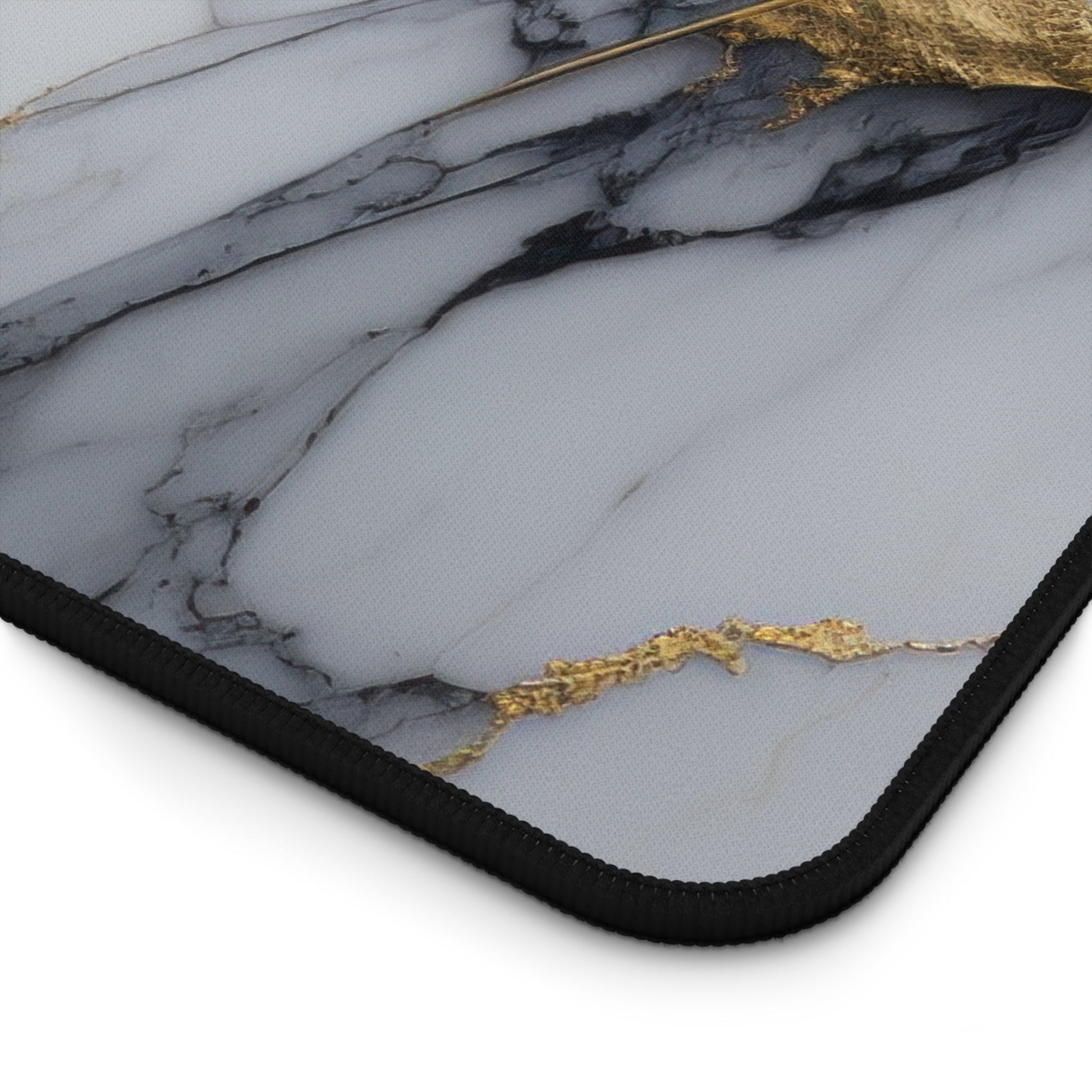 Purple Marble with Gold Accents xxl mouse pad of size 15 by 31 inches with a white background