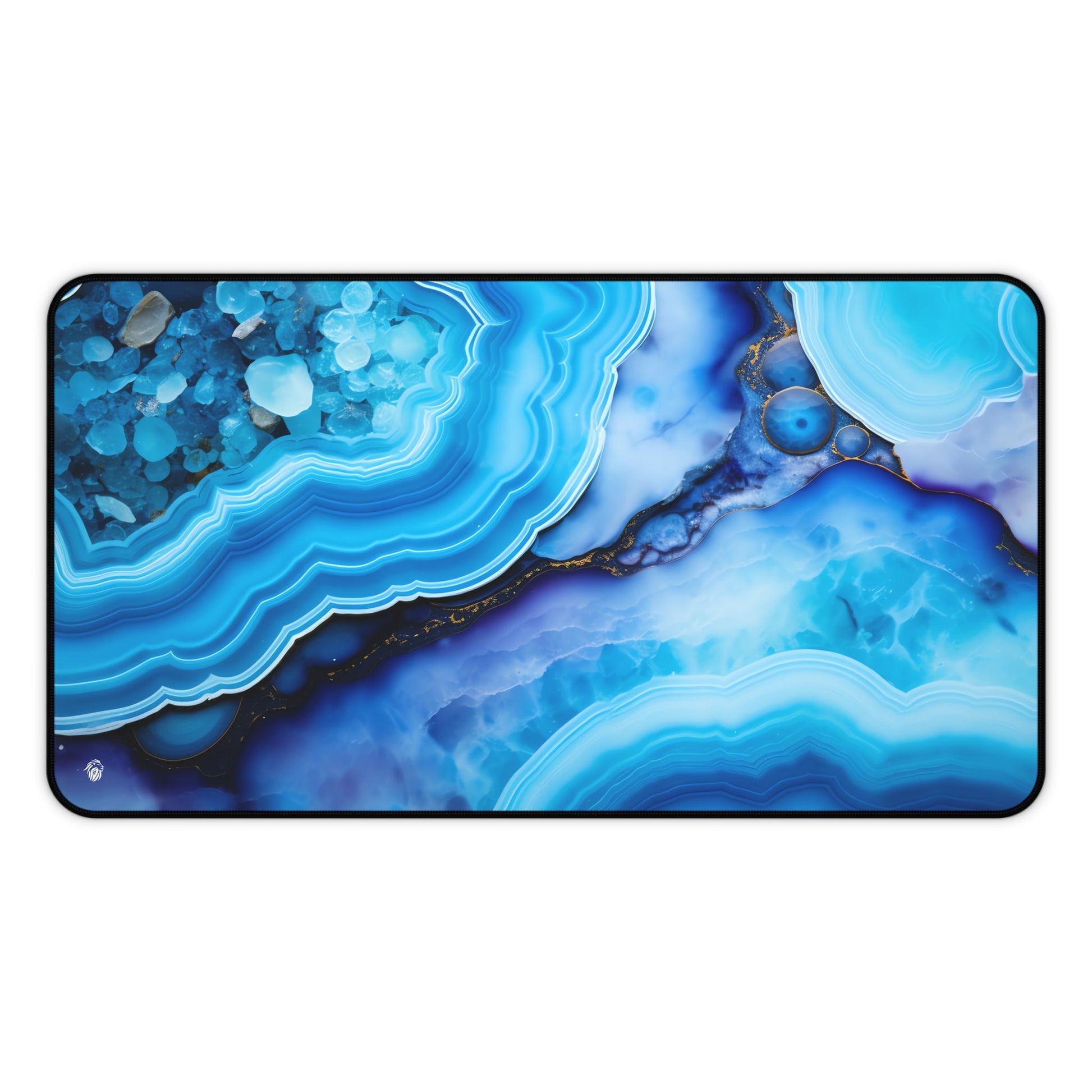 Vibrant Blue Mineral Abstract xxl mouse pad of size 12 by 22 inches with a white background