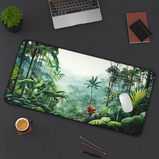 Tropical Rainforest Green Floral XXL Mouse Pad