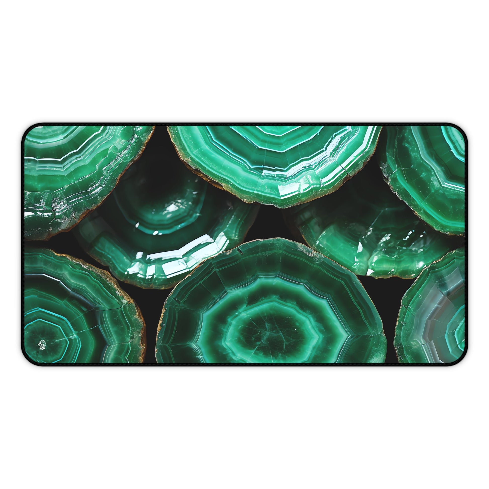 Deep Green, Emerald Crystal Geode xxl mouse pad of size 12 by 22 inches with a white background