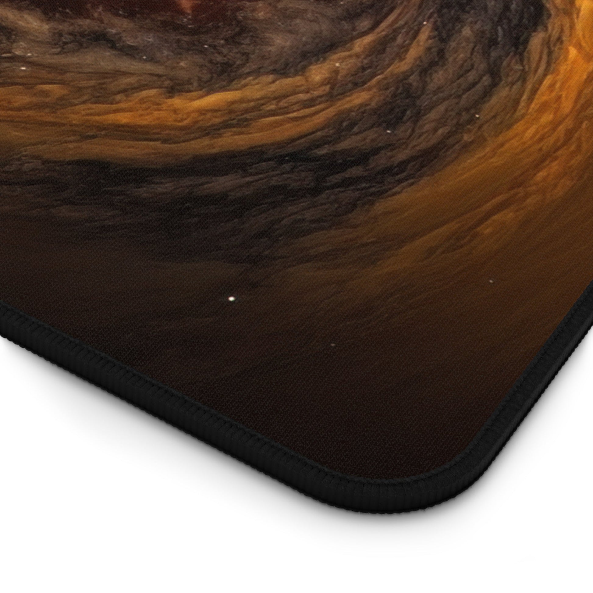 Close-up view of the front of the Galactic Black Hole Imagery xxl mouse pad