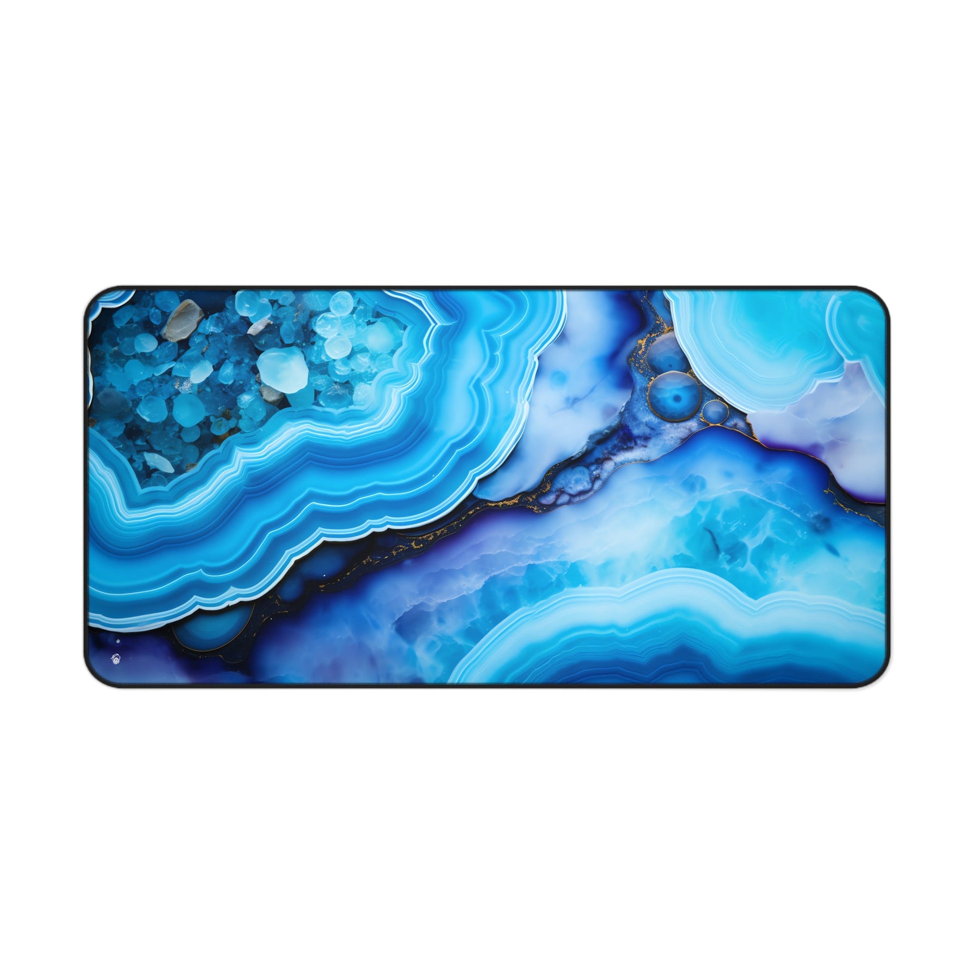 Close-up view of the front of the Vibrant Blue Mineral Abstract xxl mouse pad