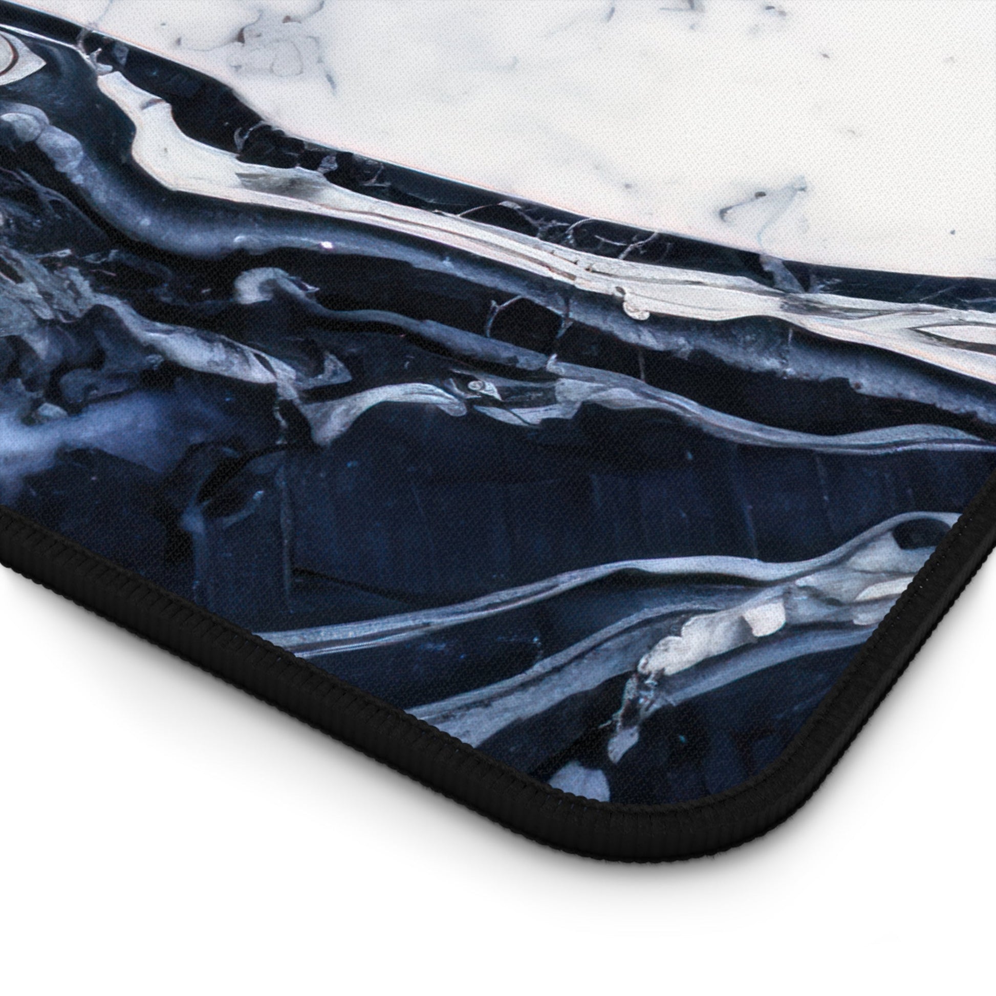 Deep Blue Marbled Appearance xxl mouse pad of size 15 by 31 inches with a white background