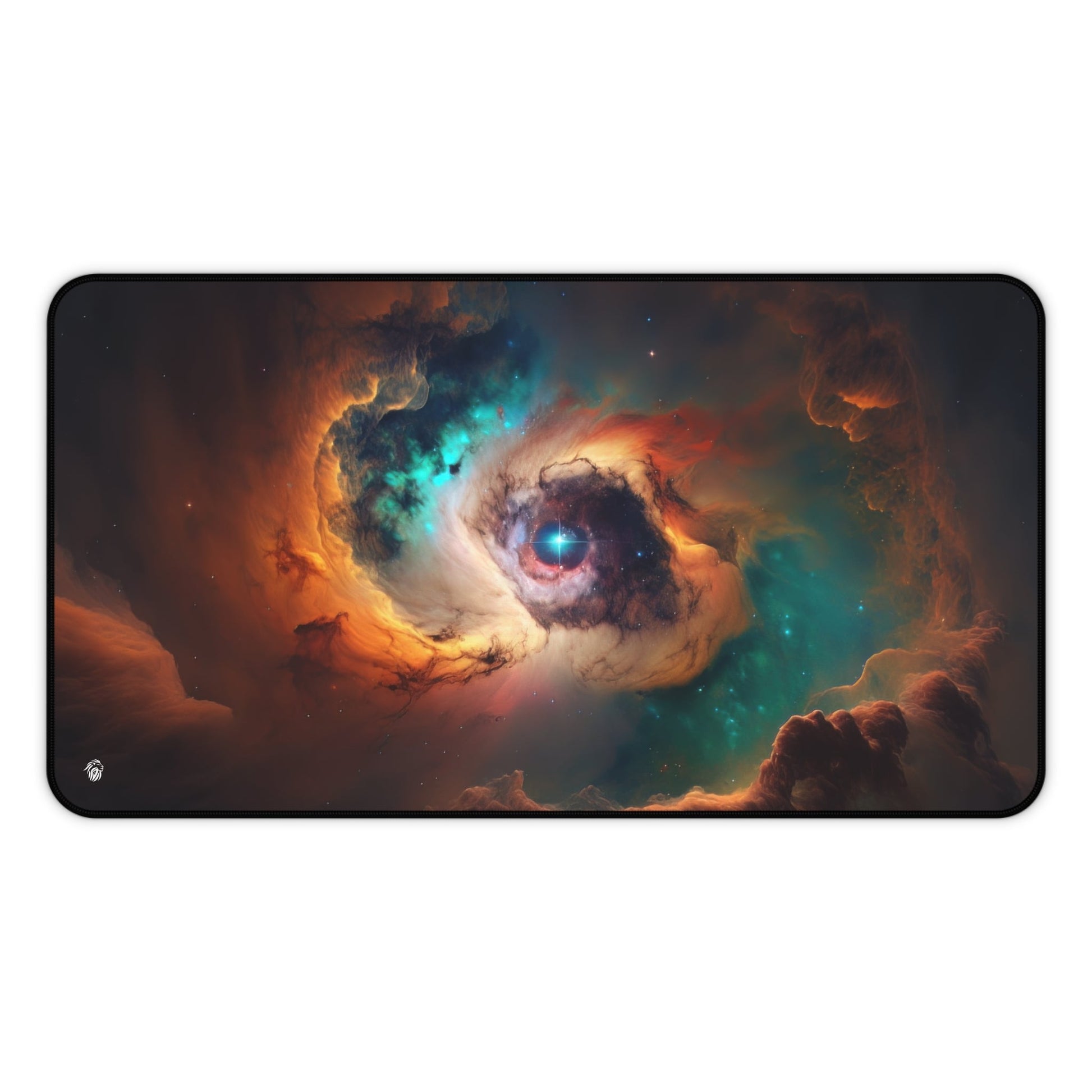 Vivid Galactic Explosion Imagery xxl mouse pad of size 12 by 22 inches with a white background