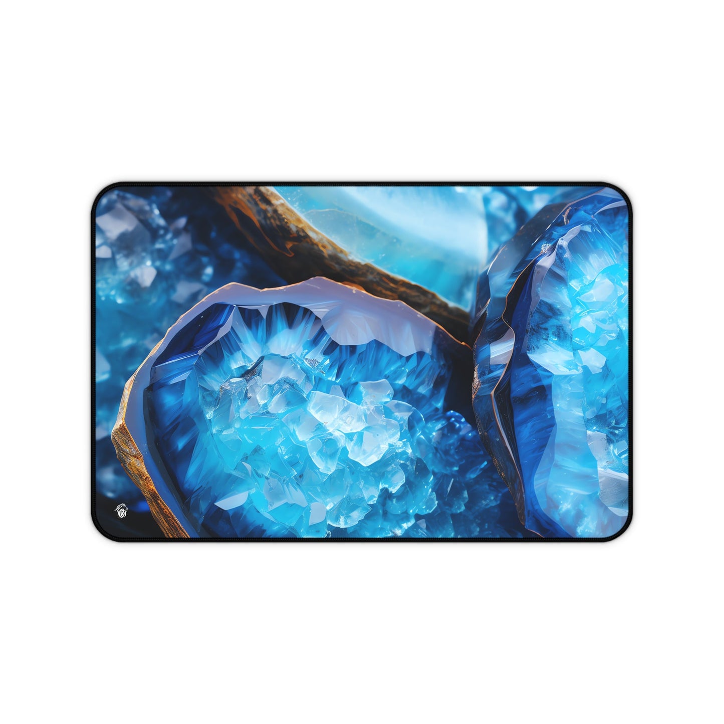 Vibrant Blue Geode Pattern xxl mouse pad of size 12 by 18 inches with a white background