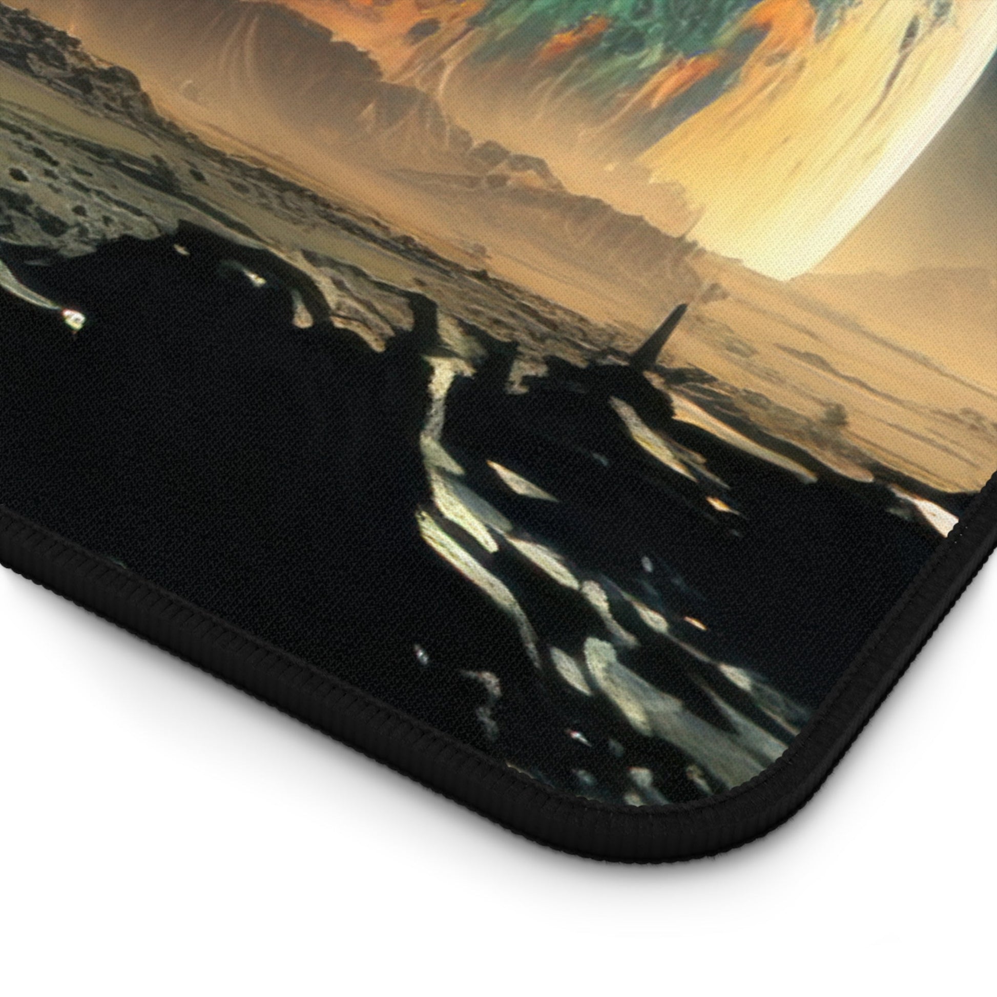 Close-up view of the front of the Extraterrestrial Landscape, Lunar Surface xxl mouse pad