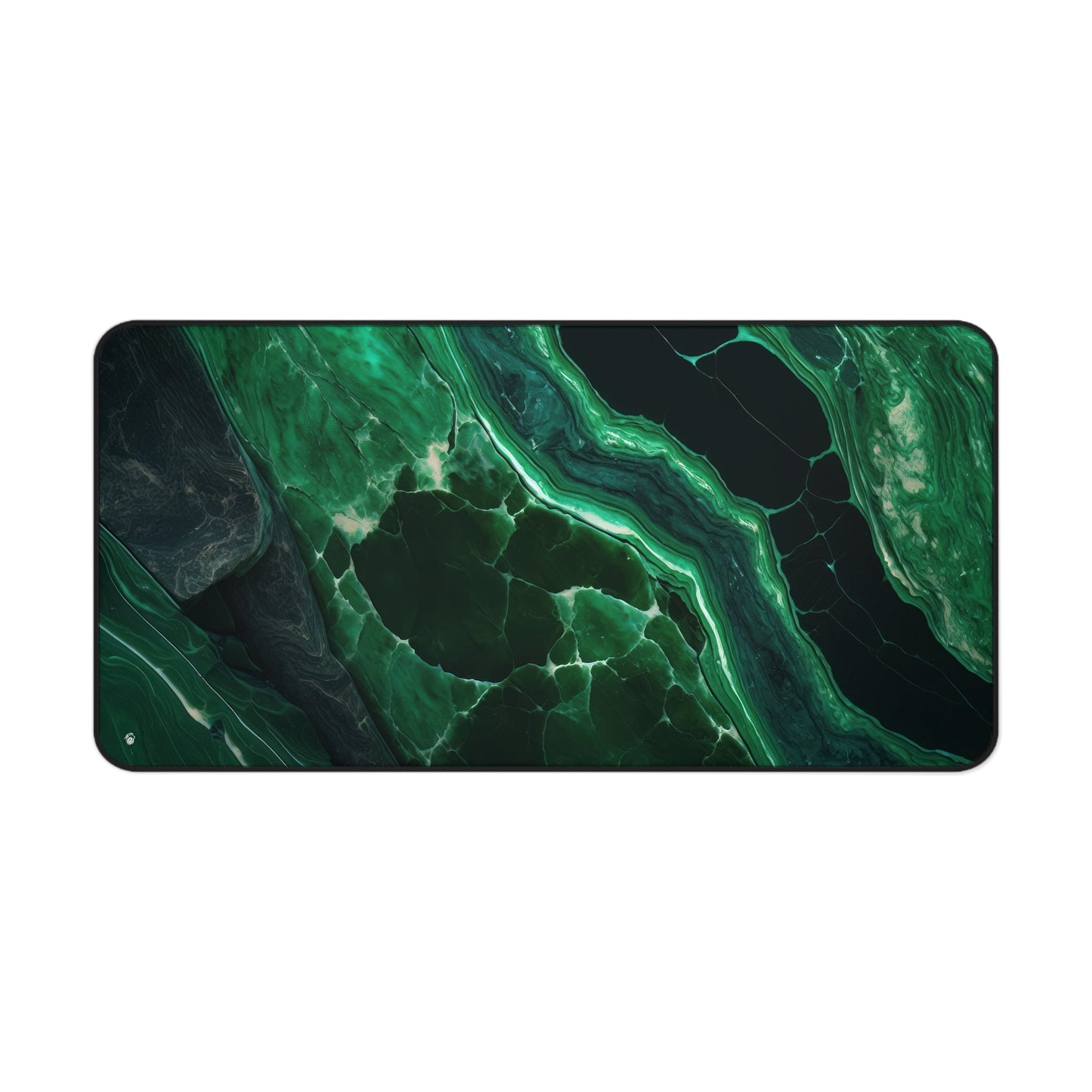 Close-up view of the front of the Elegant Emerald Green Marble xxl mouse pad