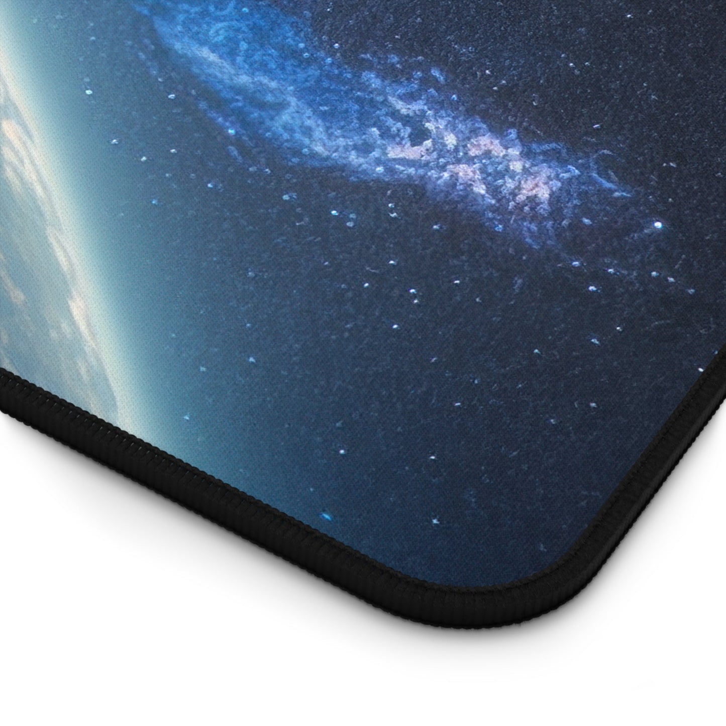 Starry Sky Astronaut Exploration xxl mouse pad of size 15 by 31 inches with a white background