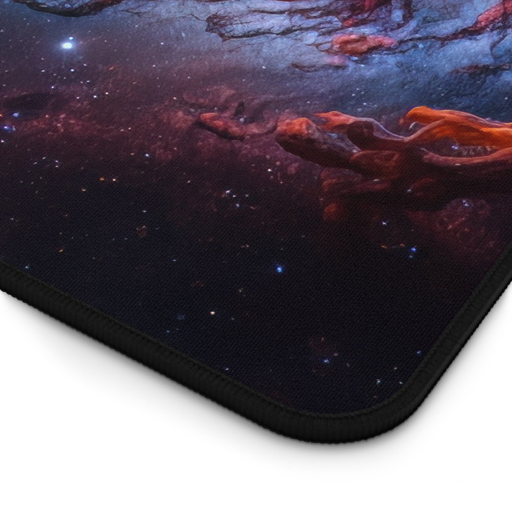 Close-up view of the front of the Starry Night Sky Imagery xxl mouse pad