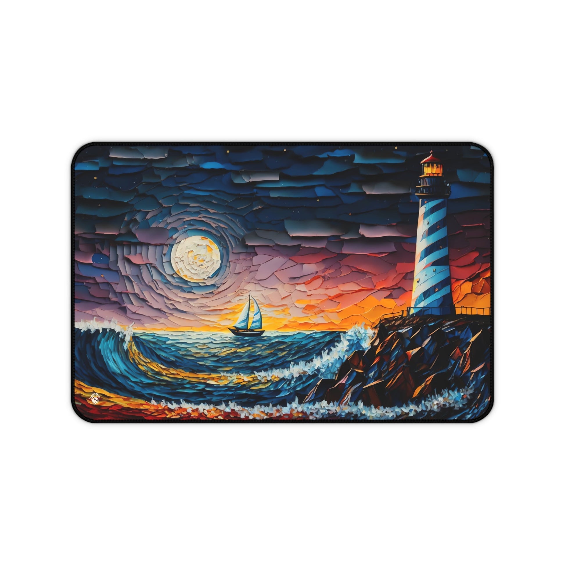 Sunset Lighthouse Illustration xxl mouse pad of size 12 by 18 inches with a white background