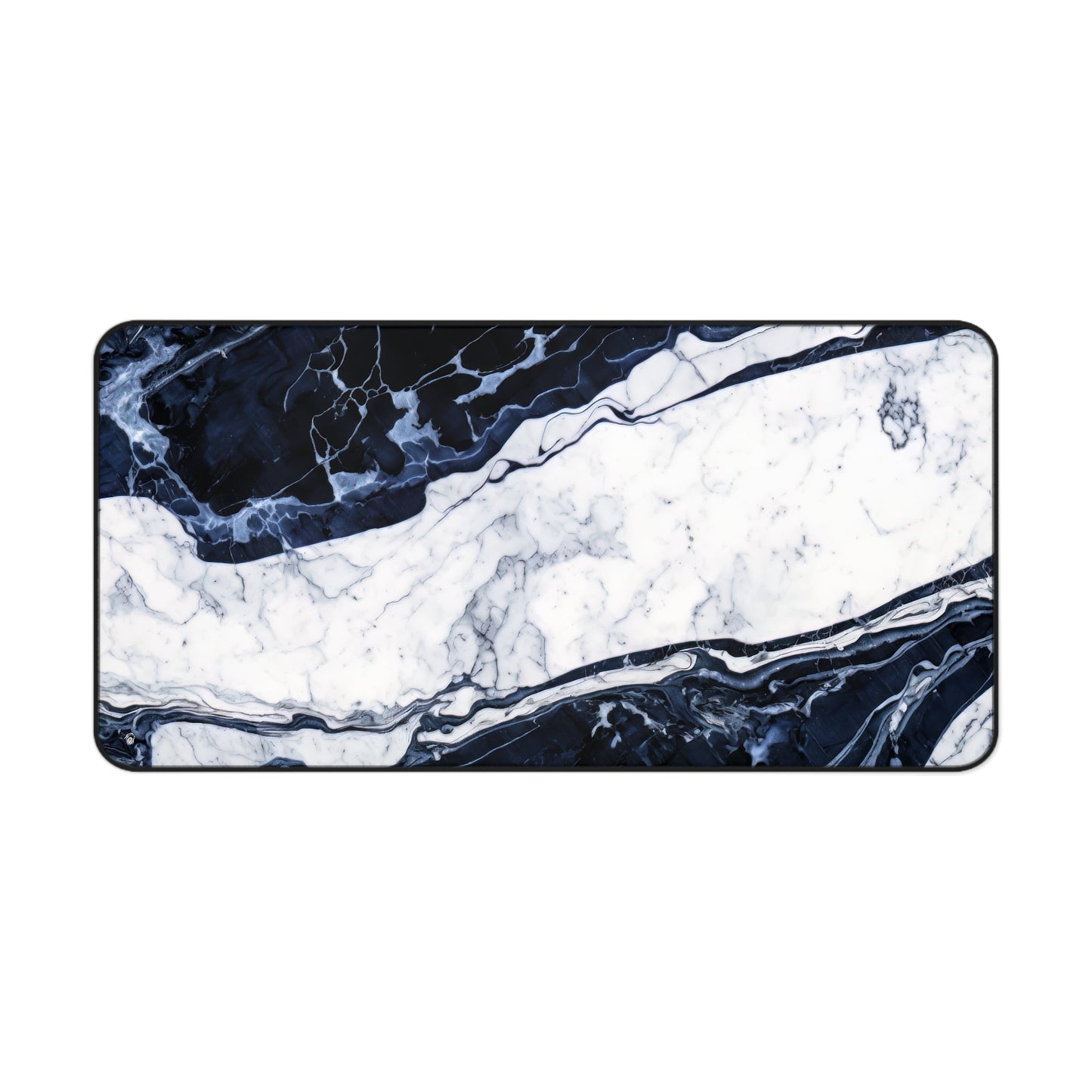 Close-up view of the front of the Deep Blue Marbled Appearance xxl mouse pad