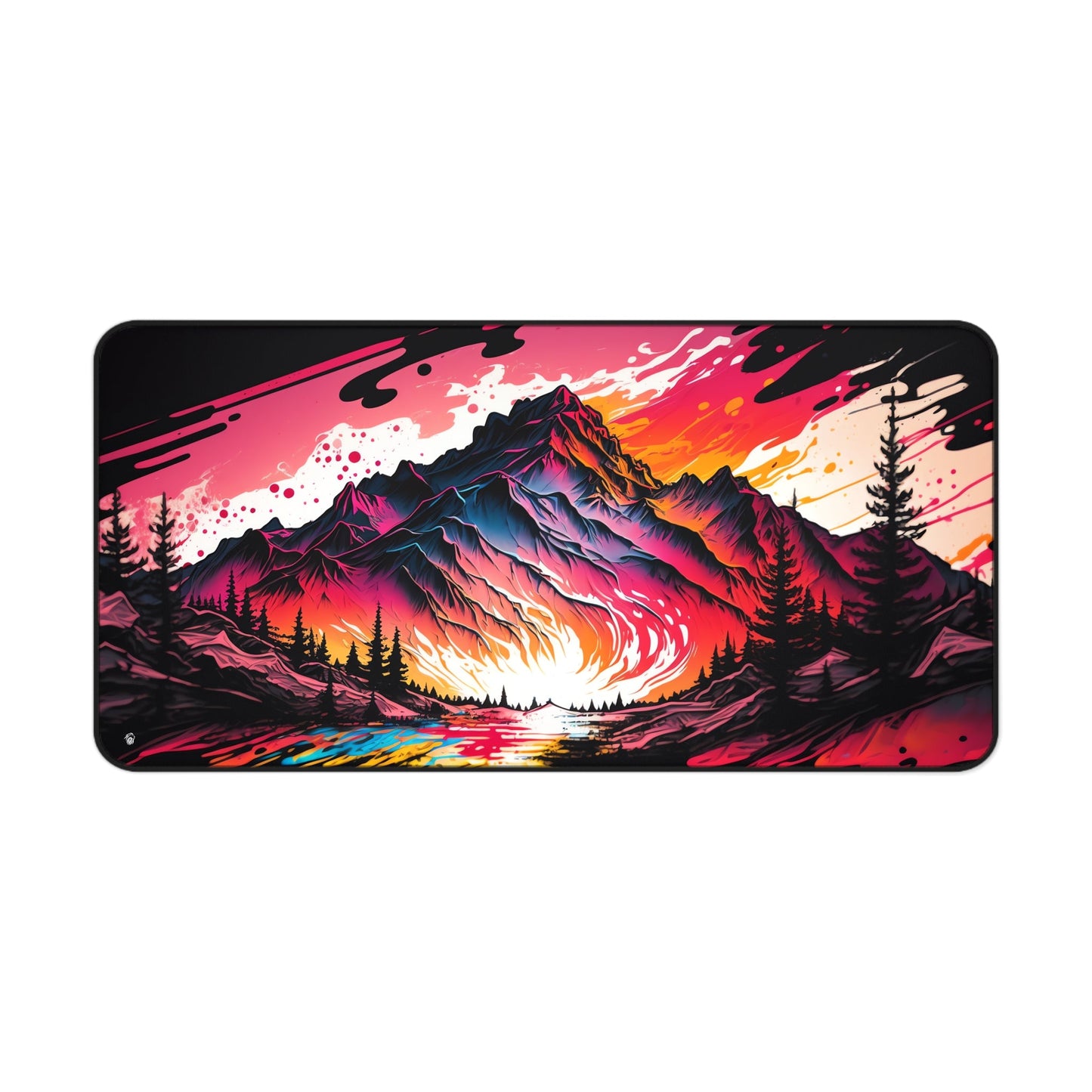 Close-up view of the front of the Pastel Alpine Mountain Scene xxl mouse pad