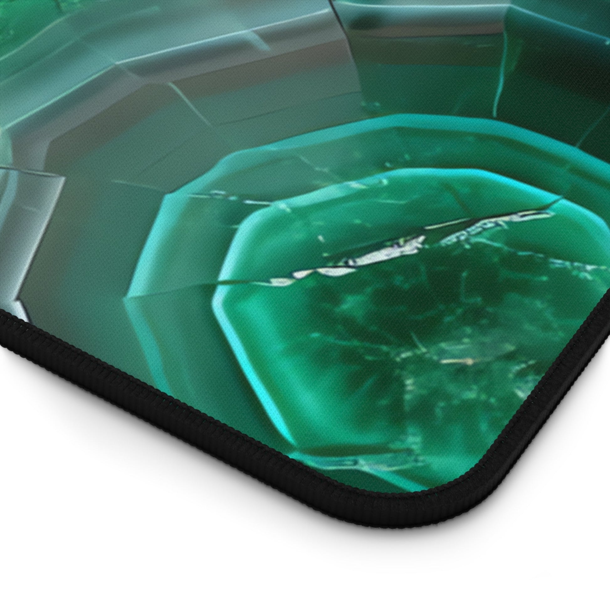 Close-up view of the front of the Deep Green, Emerald Crystal Geode xxl mouse pad