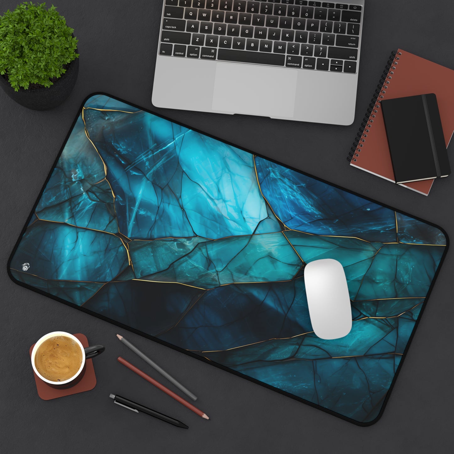 Turquoise Gemstone Geode Blue XXL Mouse Pad