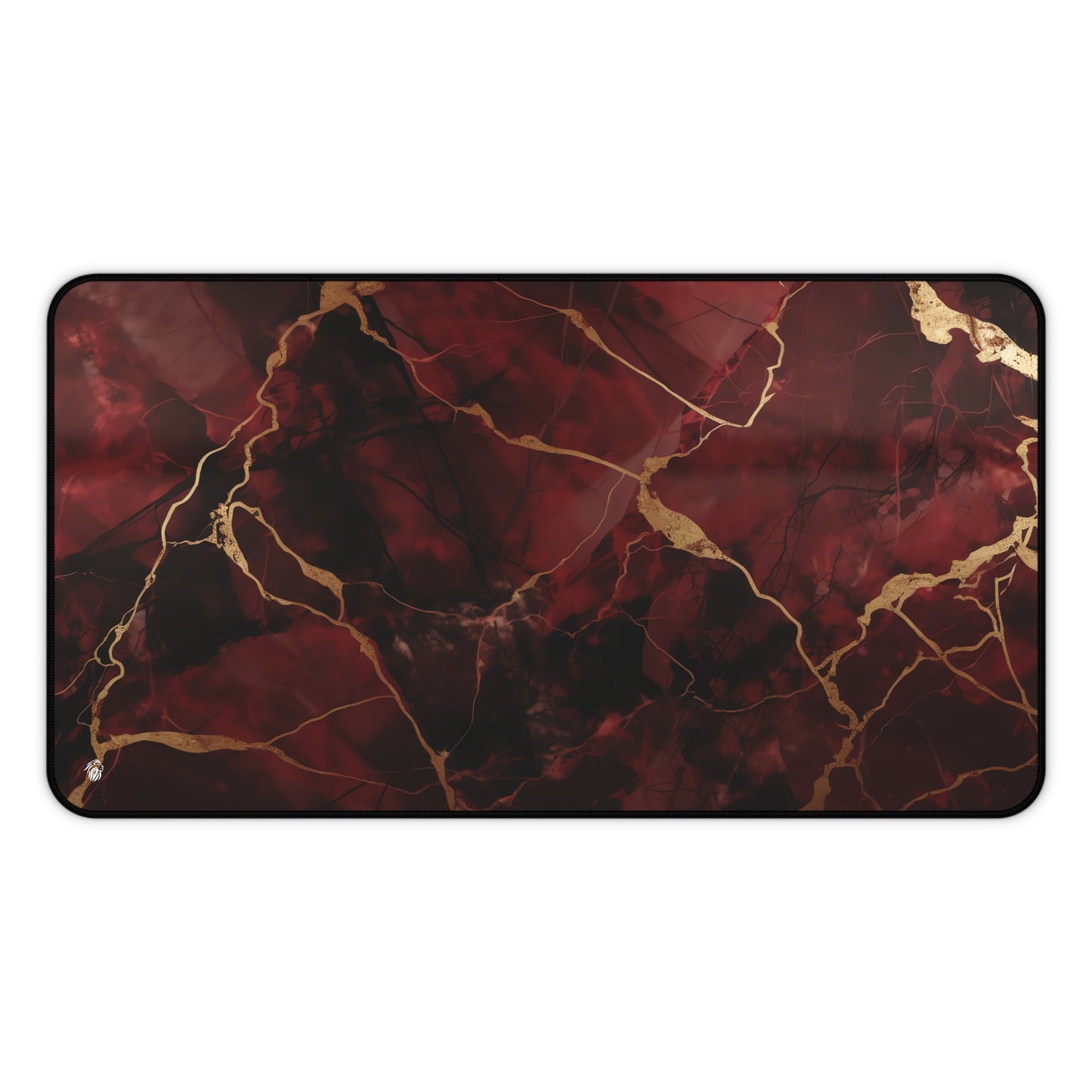 Rich Red, Marbled, Gold Detailing xxl mouse pad of size 12 by 22 inches with a white background