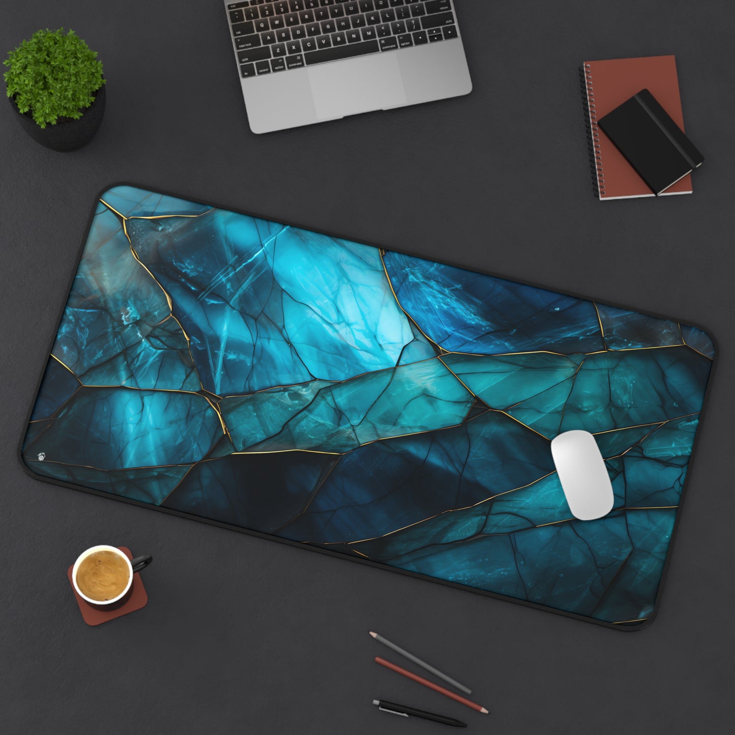 Turquoise Gemstone Geode Blue XXL Mouse Pad