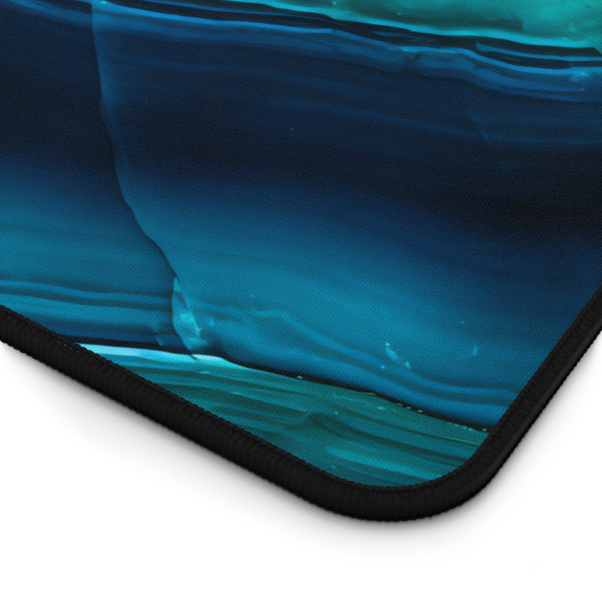 Cyan Blue Gemstone Pattern xxl mouse pad of size 15 by 31 inches with a white background