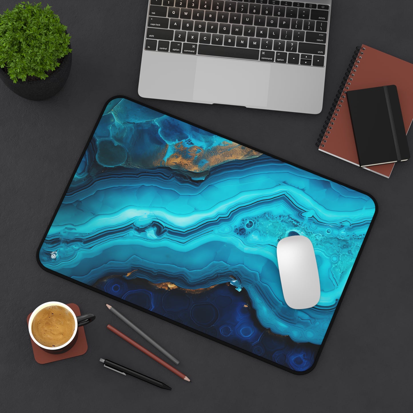 Turquoise Geode Blue XXL Mouse Pad