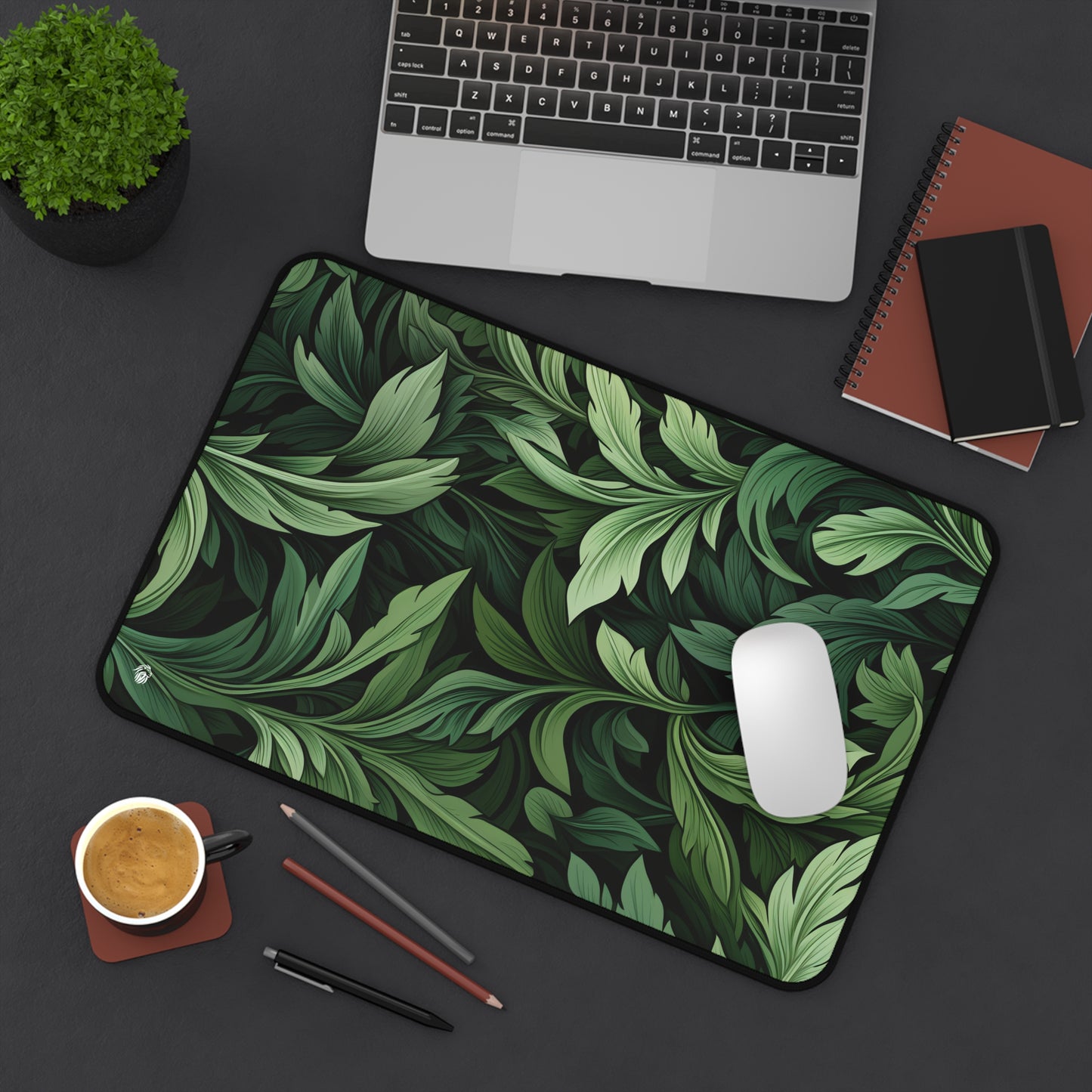 Vintage Leaves Green Floral XXL Mouse Pad