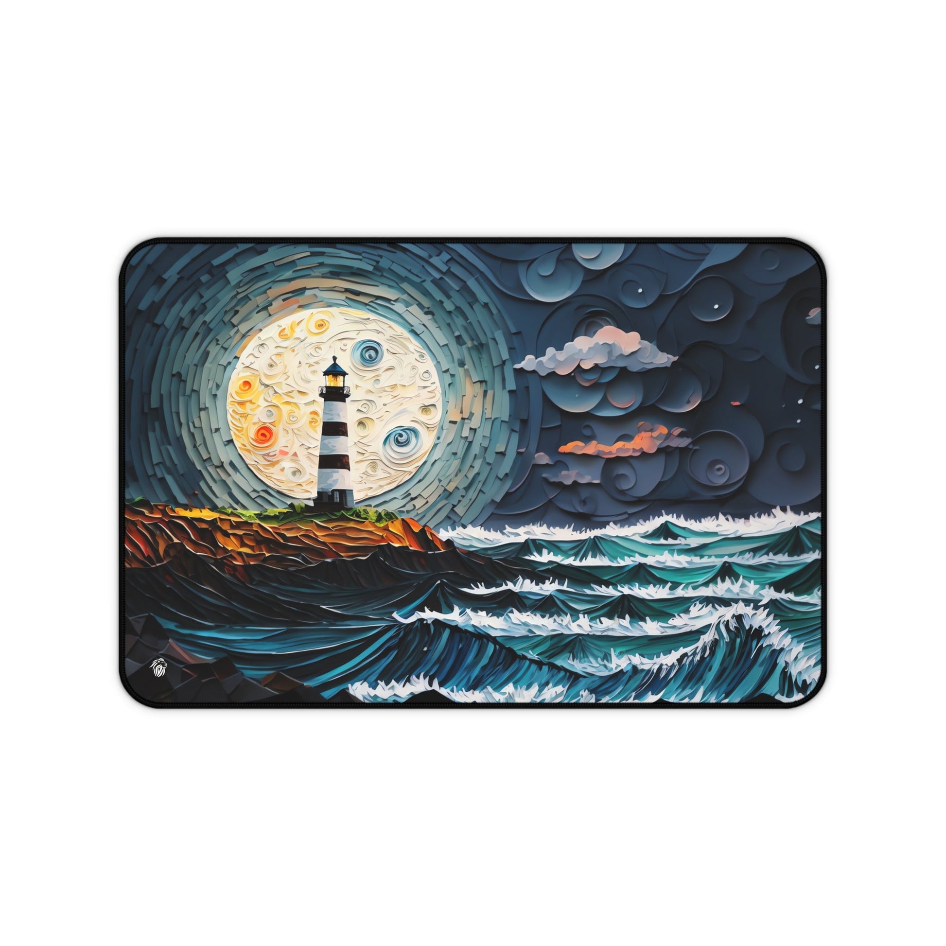 Sunset, Lighthouse, Ocean View xxl mouse pad of size 12 by 18 inches with a white background